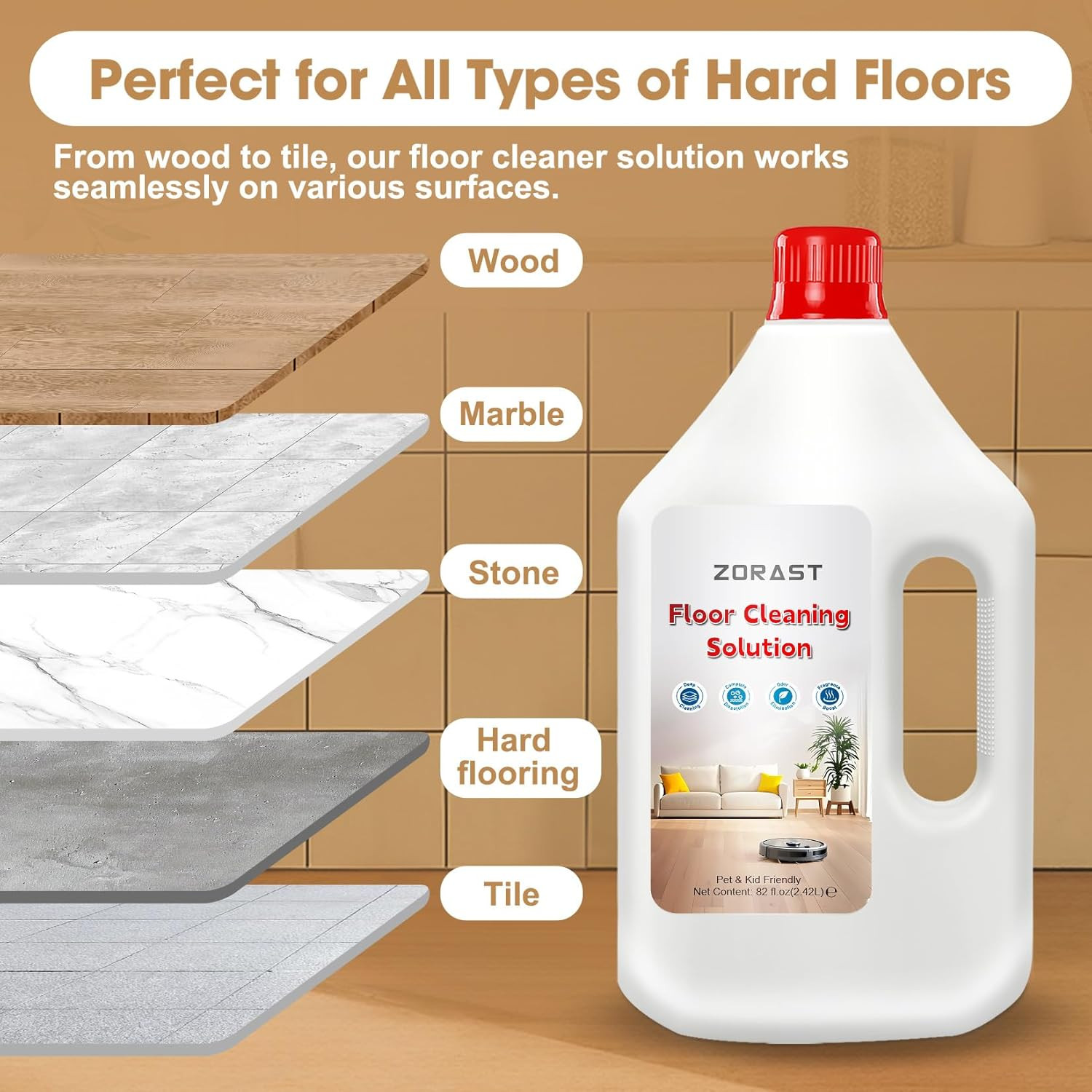Floor Cleaning Solution 82 Fl Oz Compatible with All Roborock Mopping Robots …