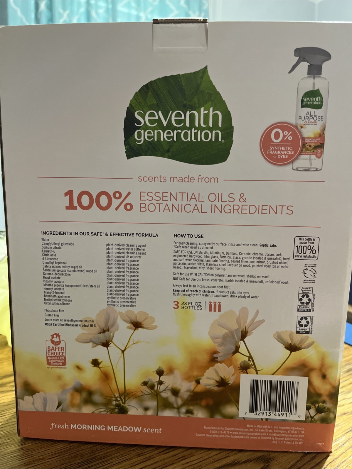 3 Seventh Generation Natural All-Purpose Cleaner Morning Meadow 23 oz Trigger