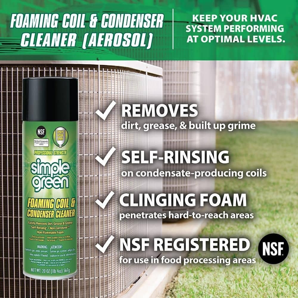 Simple Green 20 oz Foaming Coil Cleaner Aerosol – HVAC AC Coil & Condenser Clean