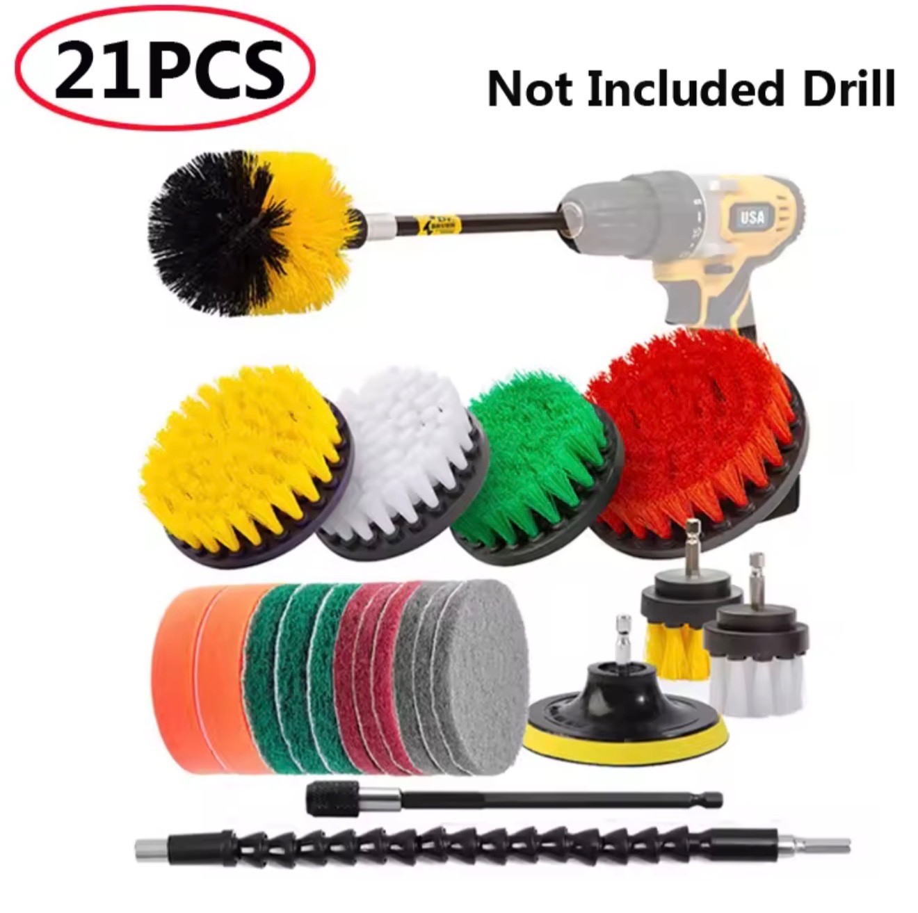 3 To 26 Brush Attachments Set Scrub Pads Sponge Power Scrubber Wash Cleaning Kit