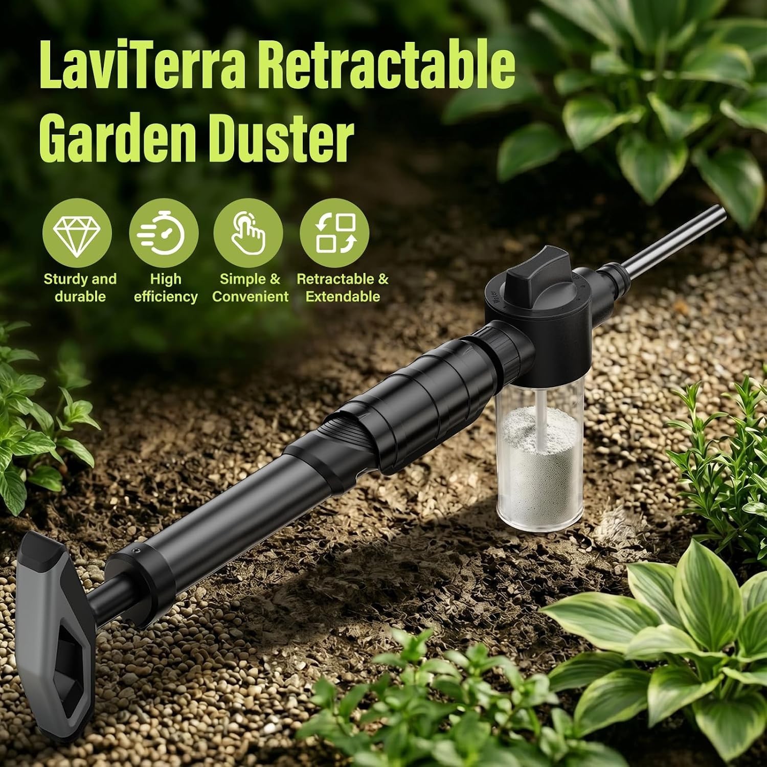 Diatomaceous Earth Powder Duster, Adjustable Up to 4 FT Reach, Multi-Purpose Pum