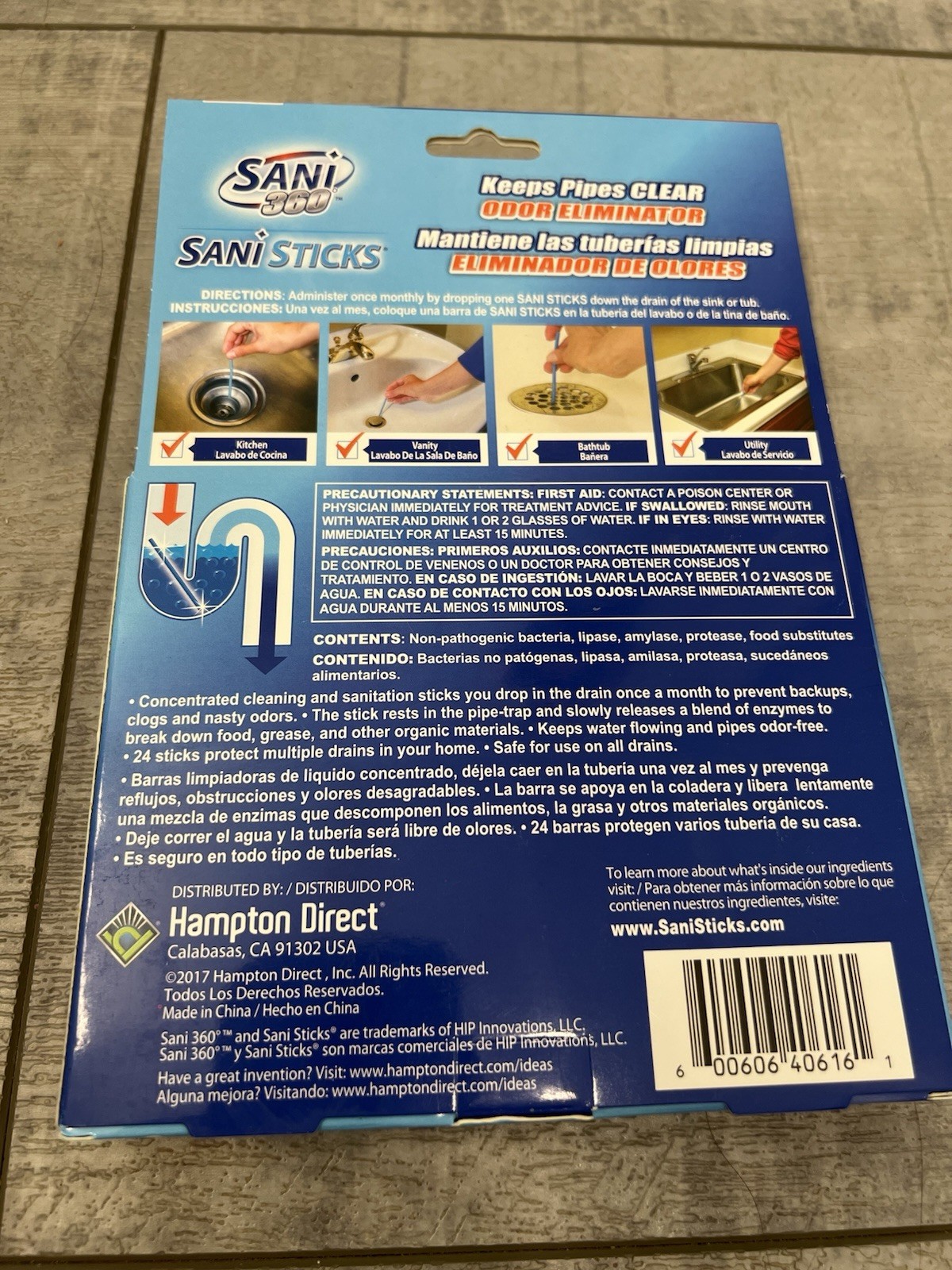48 SANI 360° Sani Sticks Drain Cleaner and Sink Deodorizer Non-Toxic, Enzyme