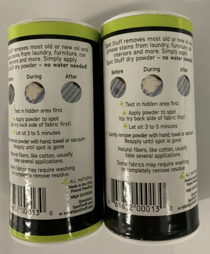 SPOT STUFF Oil & Grease Stain Remover 6 Bottles All Natural Fabric Laundry Auto