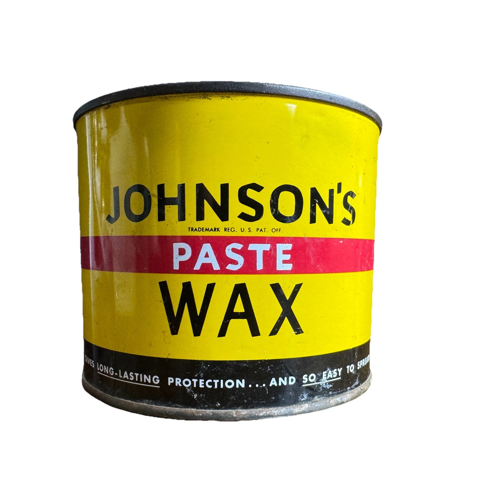 Vintage Johnson’s Paste Wax 1950s era Graphics Nice Tin And 1/2 Full Of Wax!