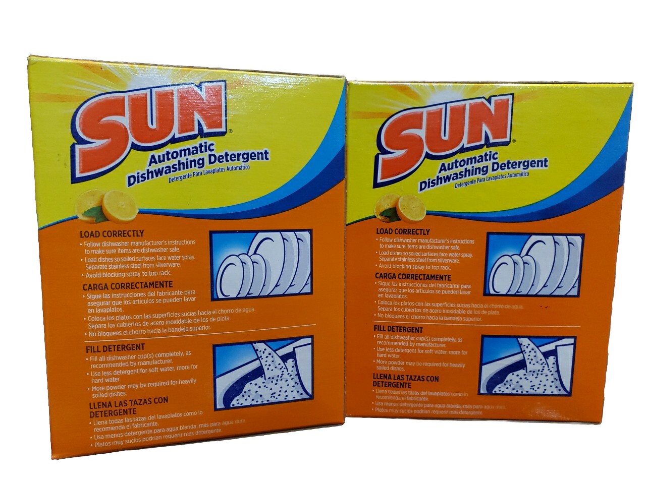 2 New Vintage Sun Automatic Dishwashing Detergent Powder Citrus Scent 1.25 Oz Ea