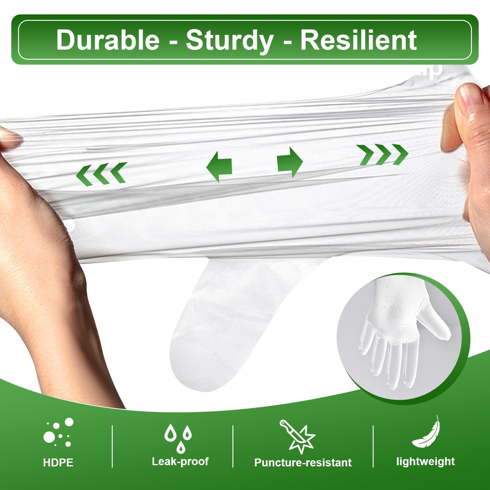 JedJadr 500 Count Disposable Food Service Gloves – Plastic One Size, Clear