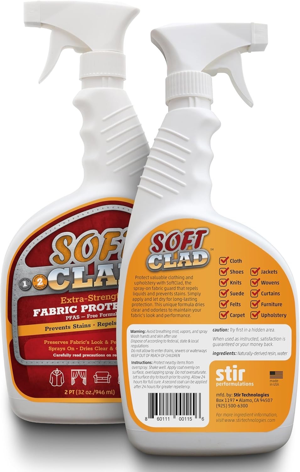 SoftClad 32oz Fabric Protector Spray – Extra Strength Stain Guard & Repellent