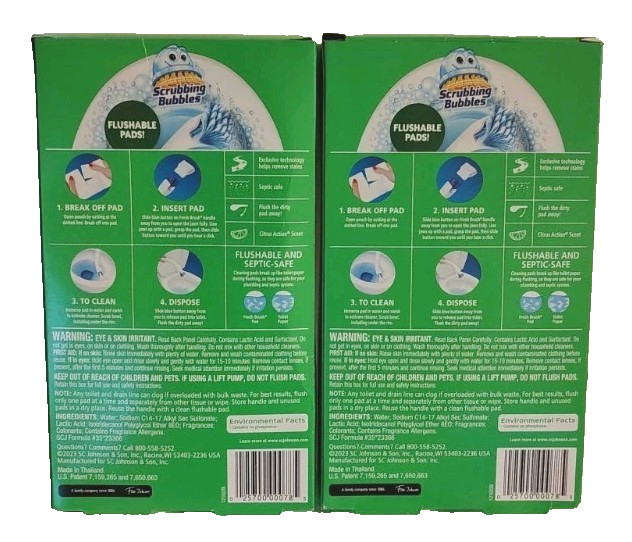 New SCRUBBING BUBBLES Toilet Cleaning Flushable Refills Citrus Scent 2 Twin Pack