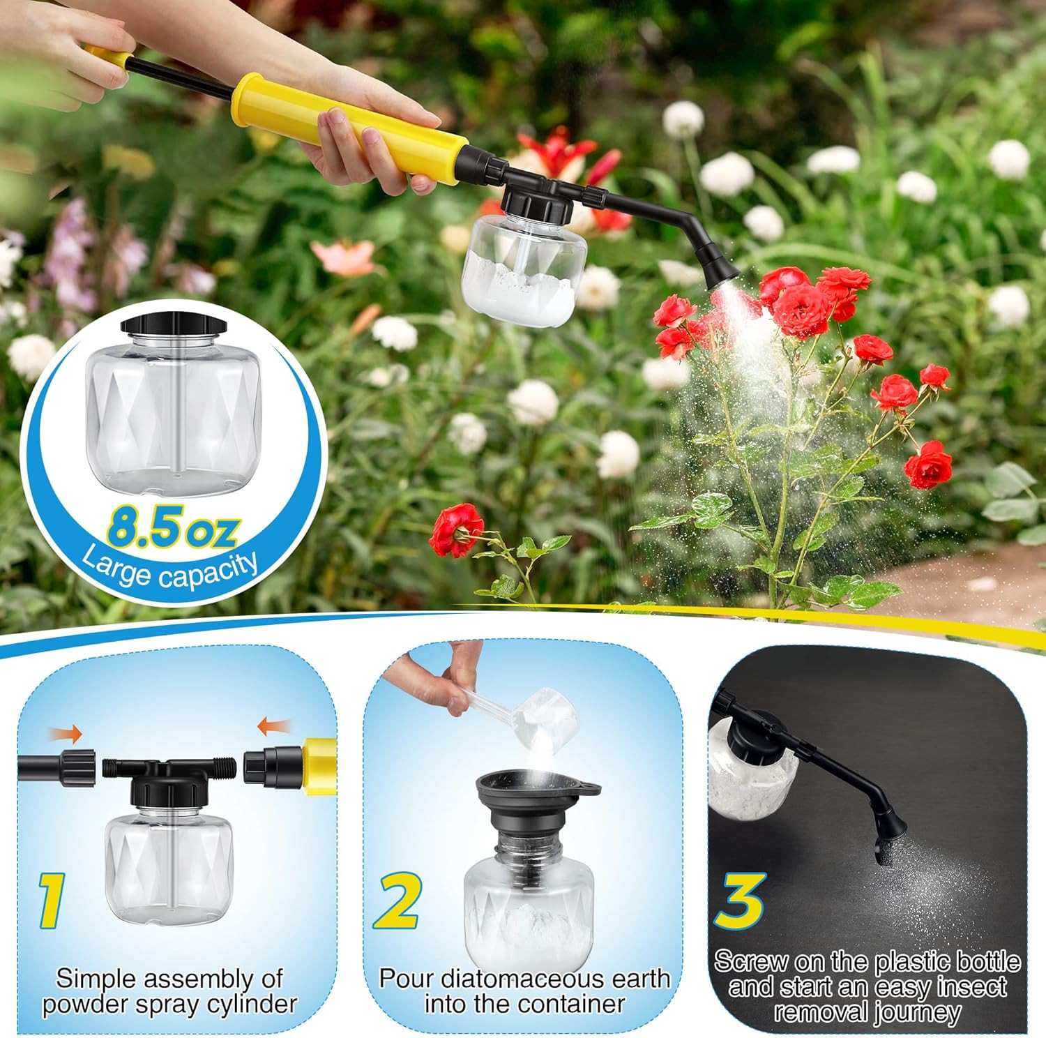 Diatomaceous Earth Duster, 250Ml Garden Powder Applicator Dispenser
