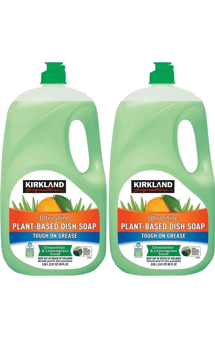 Kirkland Signature Plant Based Dish Soap 90 oz Ultra Shine Liquid 2 Pack