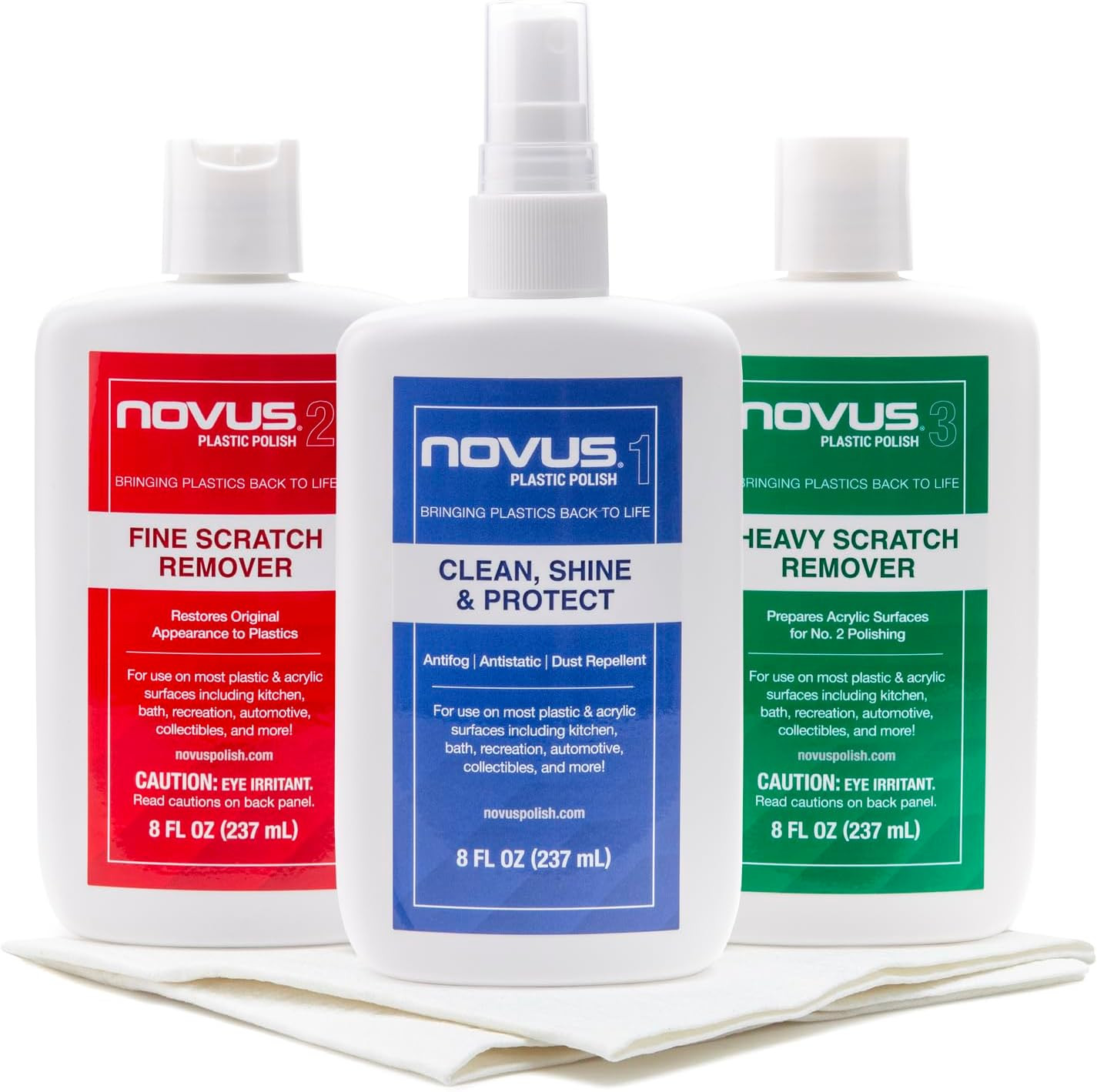 -PK1-8 | Plastic Clean & Shine #1, Fine Scratch Remover #2, Heavy Scratch Rem…