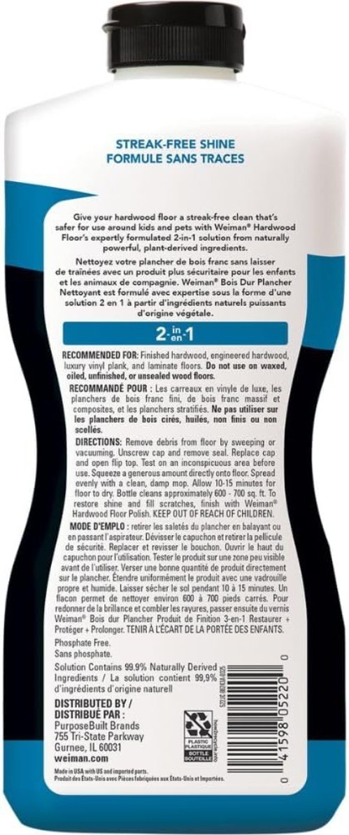 Plant-Based 32 Oz Hardwood Cleaner for Finished Floors – Streak-Free Results