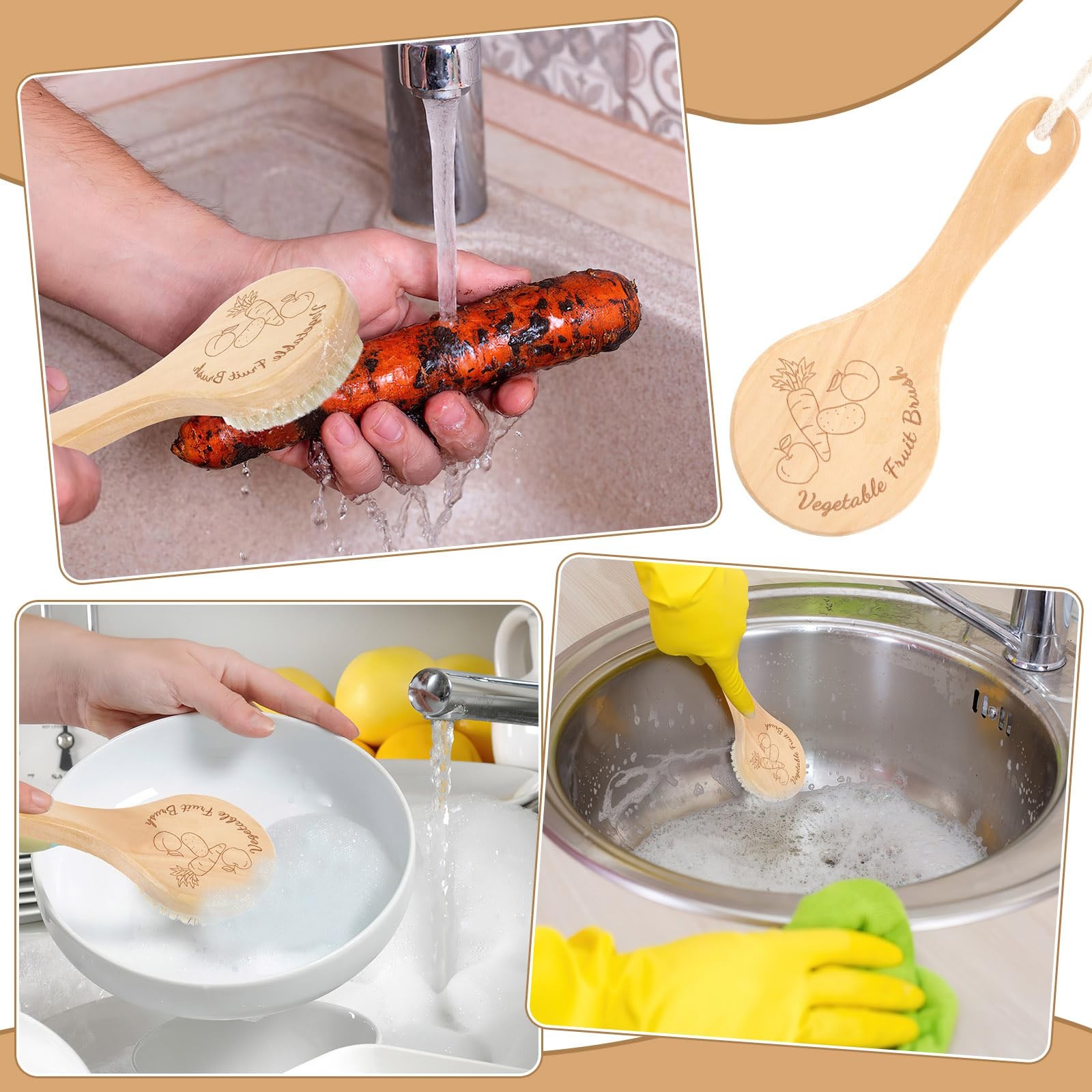 Vegetable Brush Cleaning Brush with Long Handle for Potato Carrot Cucumber and