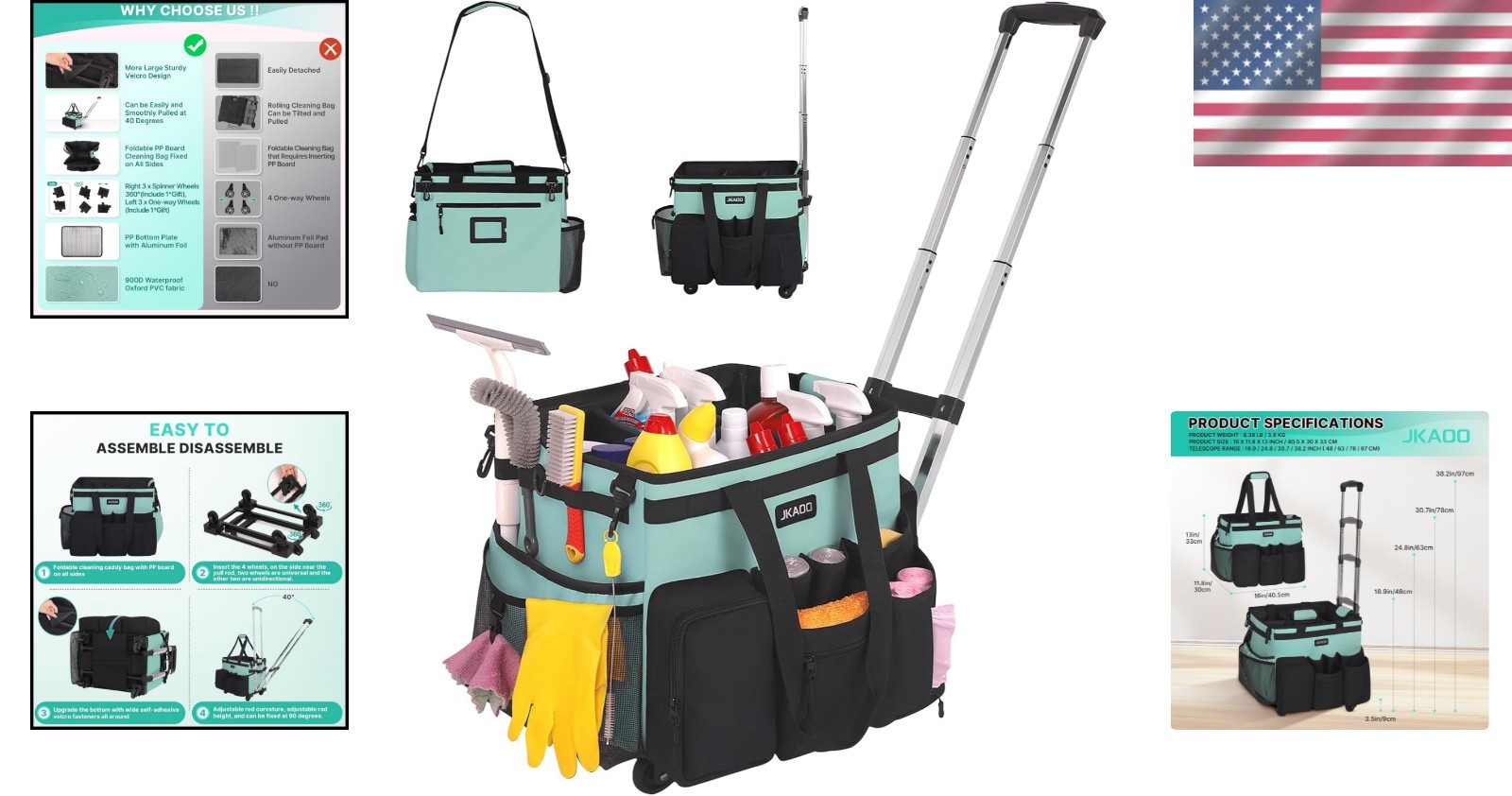 Lightweight & Foldable 40L Cleaning Bag with Durable Wheels – Home Essential