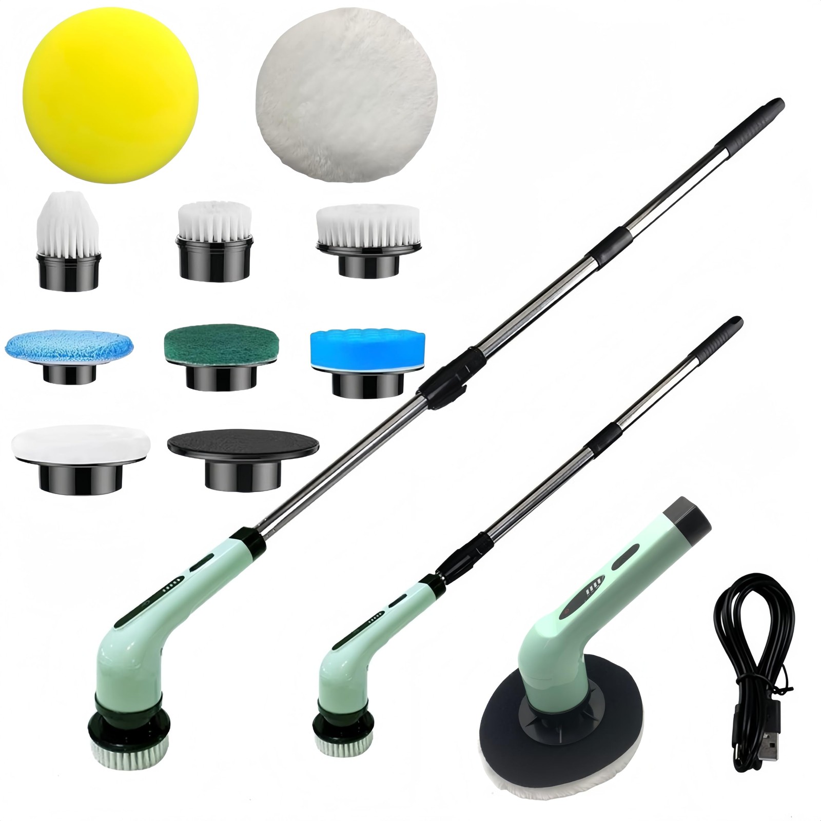 Electric Rotating Cleaning Brush IPX7 Waterproof Cordless Power Scrubber Set