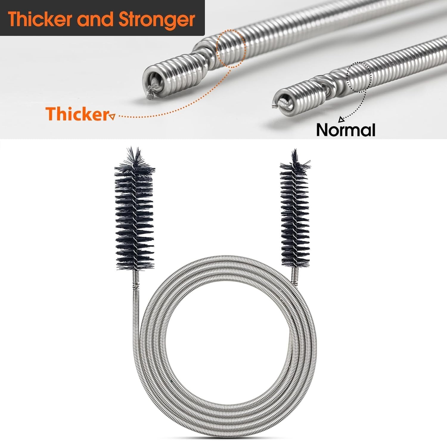 Extra-Thick Drain Brush – 67-Inch Flexible Pipe Cleaning Tool