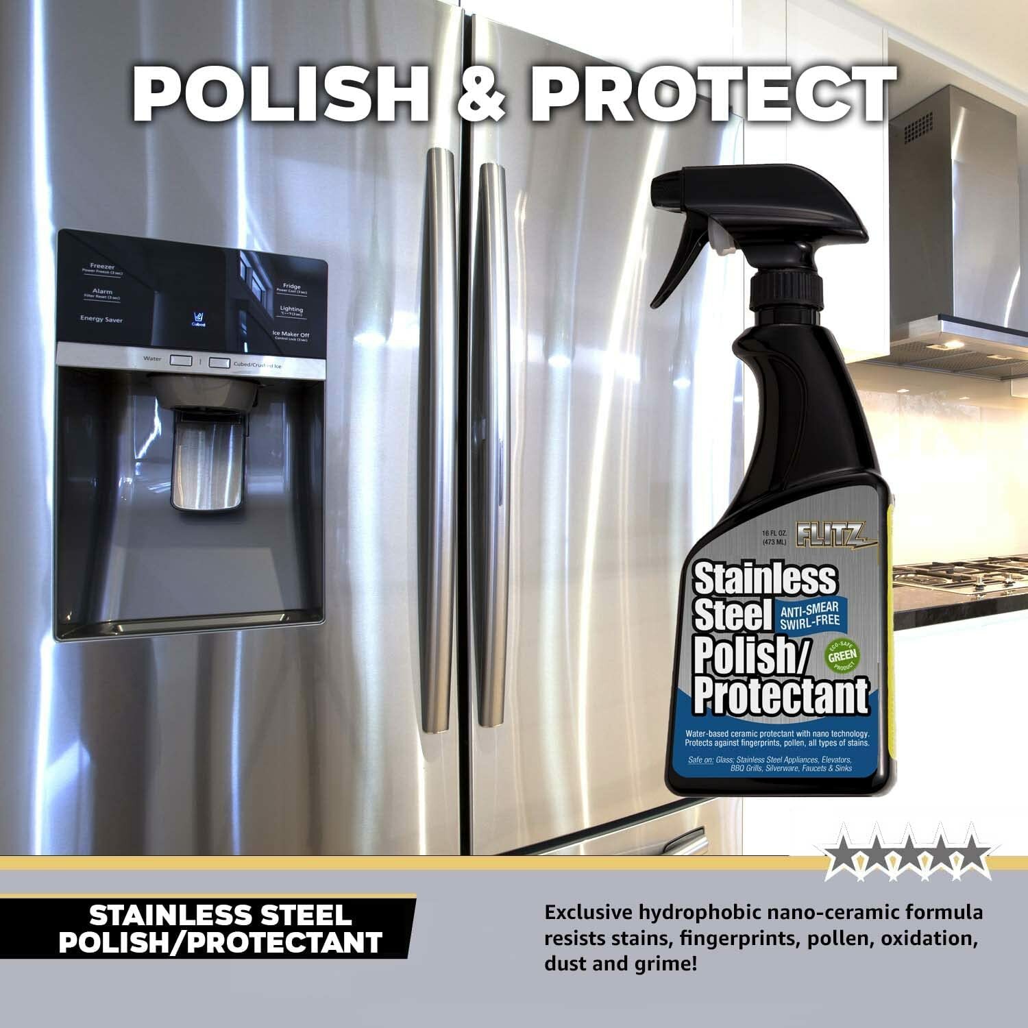 FLITZ Stainless Steel Polish & Protectant 16oz/473ml Spray Bottle (SEE VIDEO)