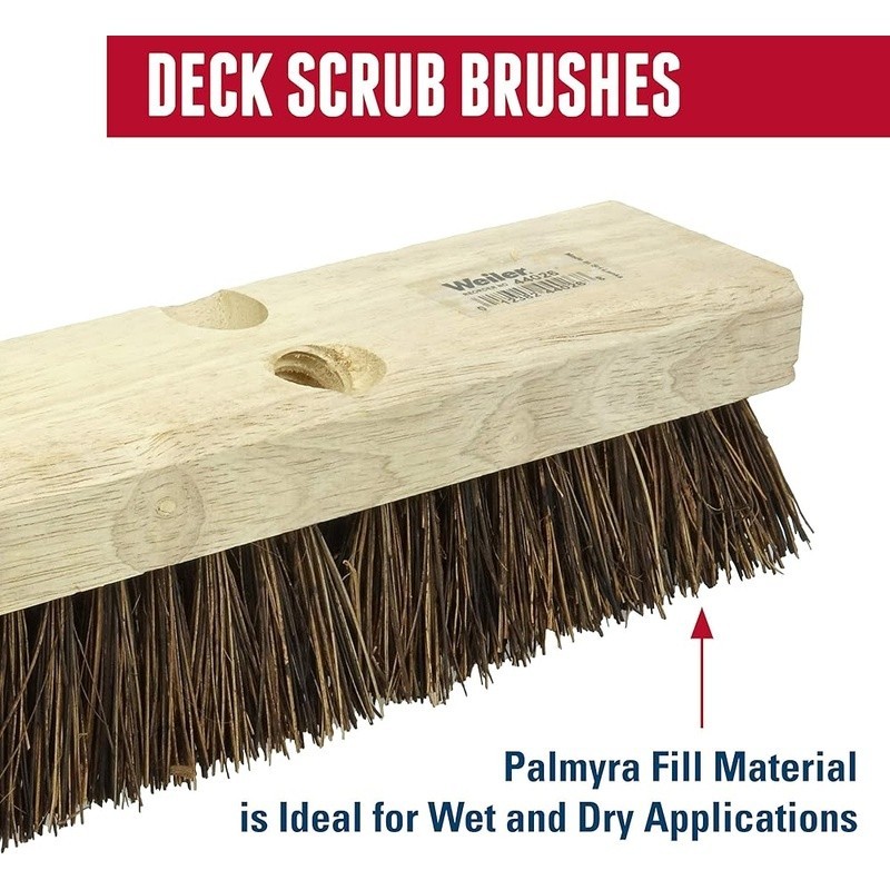 Heavy Duty Deck Scrub Brush Palmyra Bristles Wood Concrete Cleaning Tool New