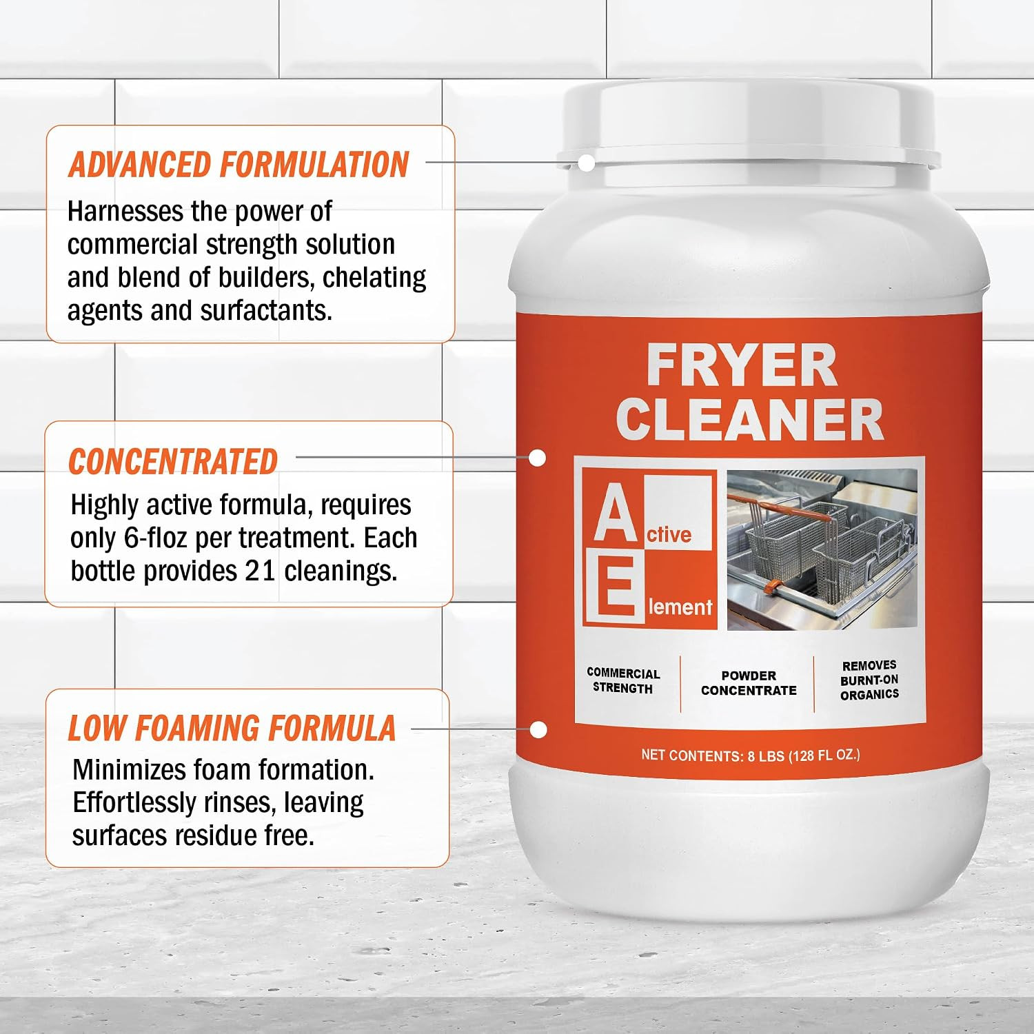Fryer Cleaner – 8-Lbs – Fryer Boil Out – Contains 21 Cleanings – Concentrated Po
