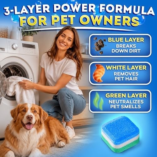 Washing Machine Cleaner Tablets for Pet Owners Pro – Front & Top Load HE Wash…