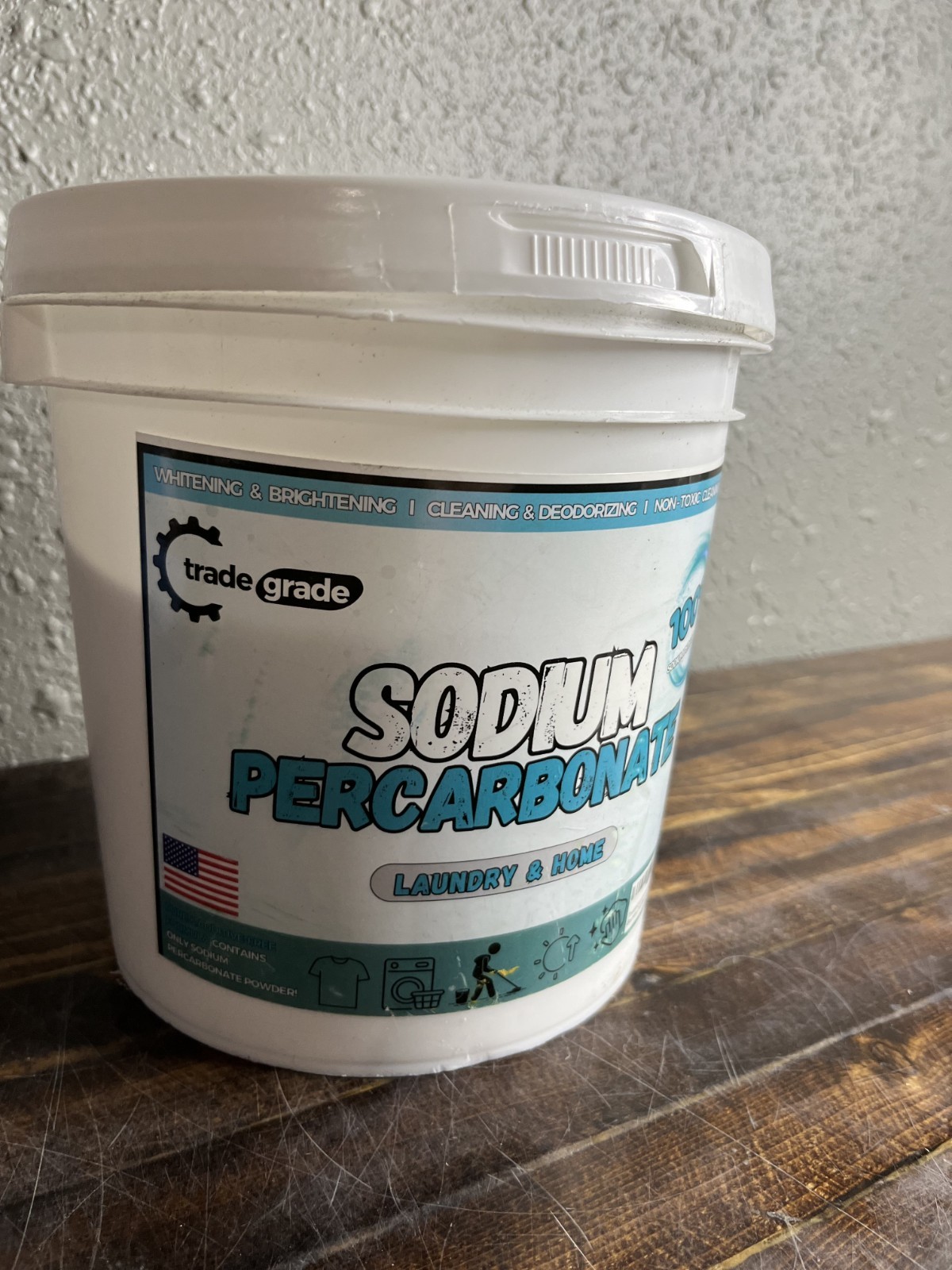 TradeGrade 100% Sodium Percarbonate 10lb Bucket Laundry & Home Oxygen Bleach