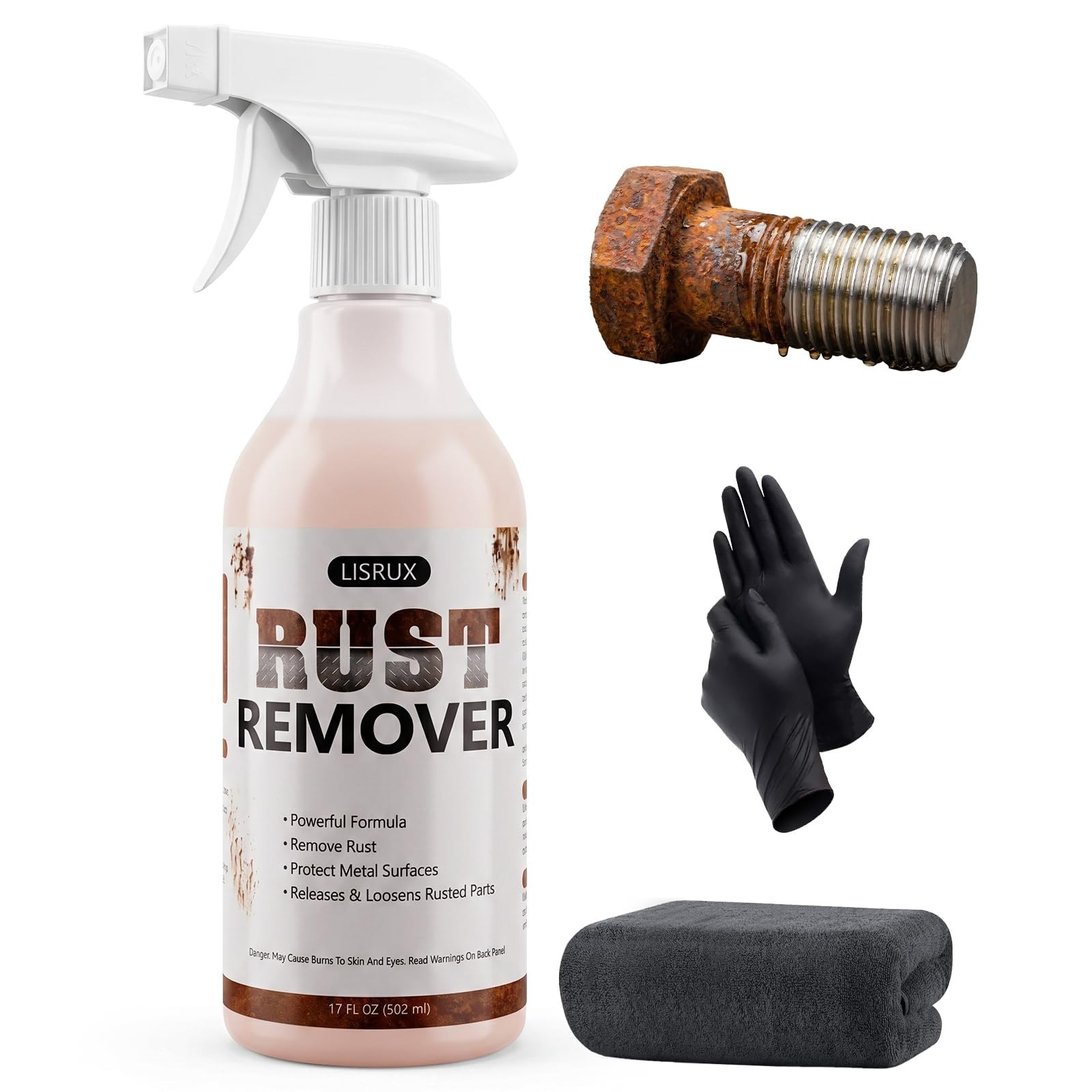 17 fl oz Rust Remover Spray – Fast-Acting Metal Cleaner for Automotive Parts & T
