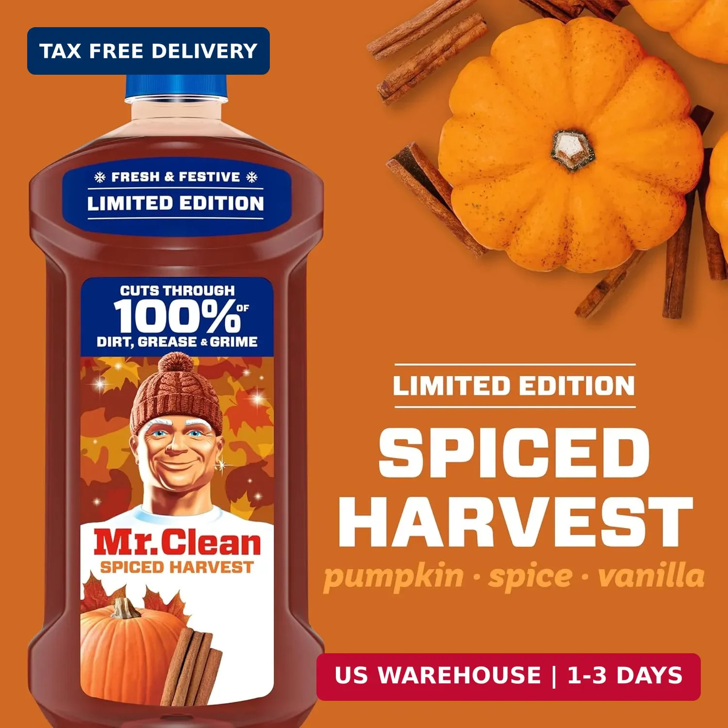 Mr. Clean All Purpose Cleaner, Cleaning Liquid, Spiced Harvest, 41oz