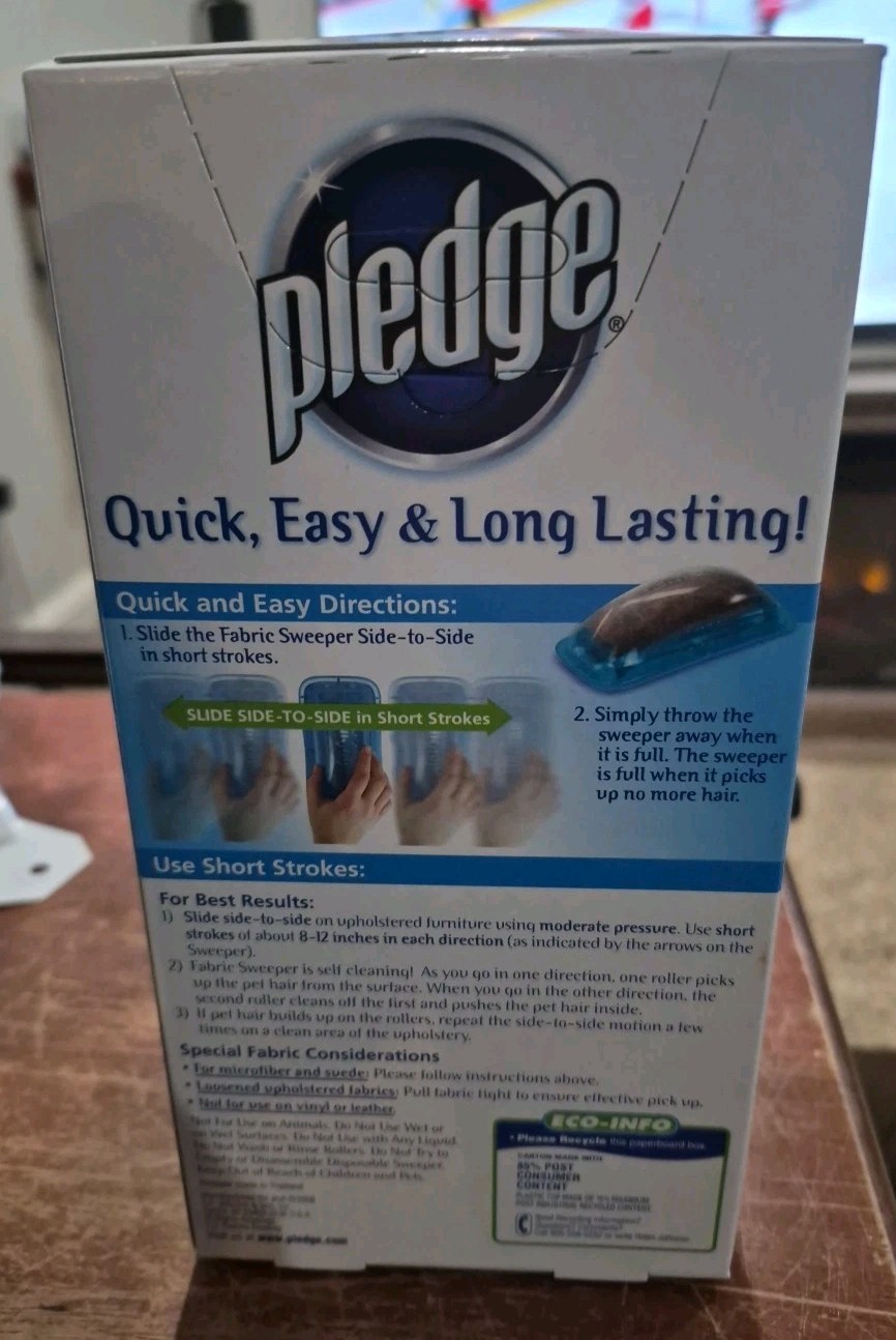 Pledge Fabric Sweeper for Pet Hair Multi-Use Disposable NEW NIB
