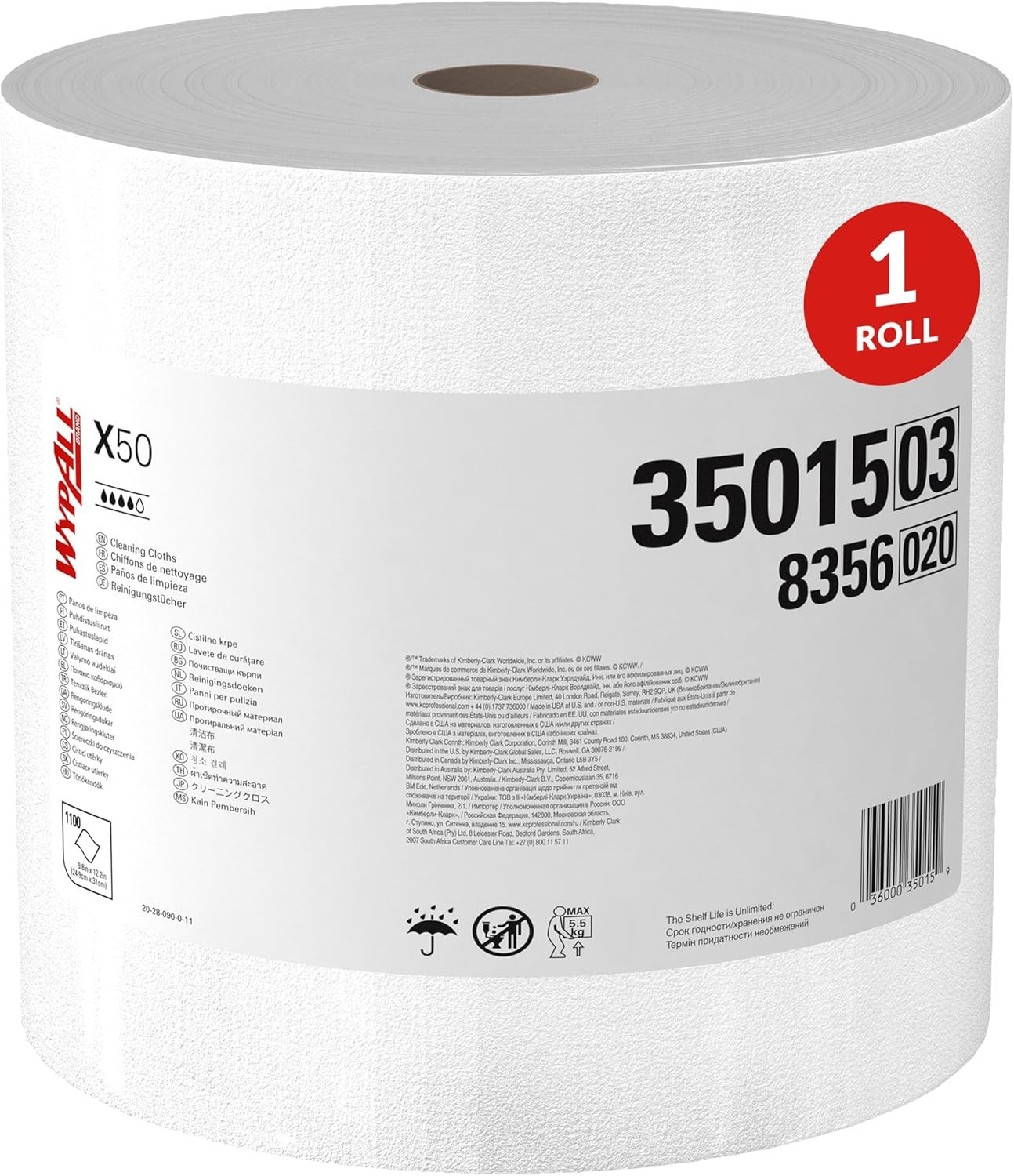 GeneralClean X50 Cloths, Strong Towels, 1 Roll, 1,100 Sheets