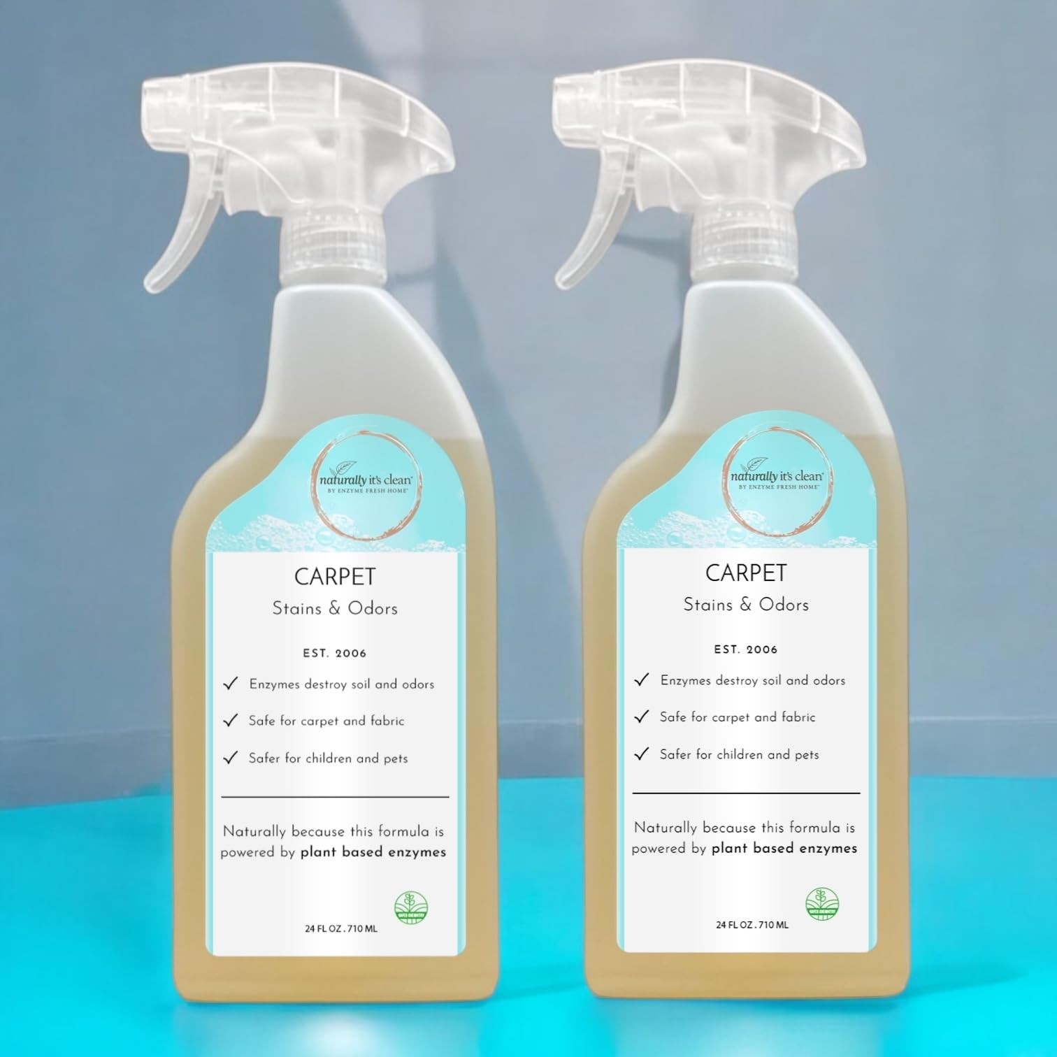 Plant-Based Carpet Cleaner for Pet Stains, Odors & Grease – 24oz Spray 2-Pack
