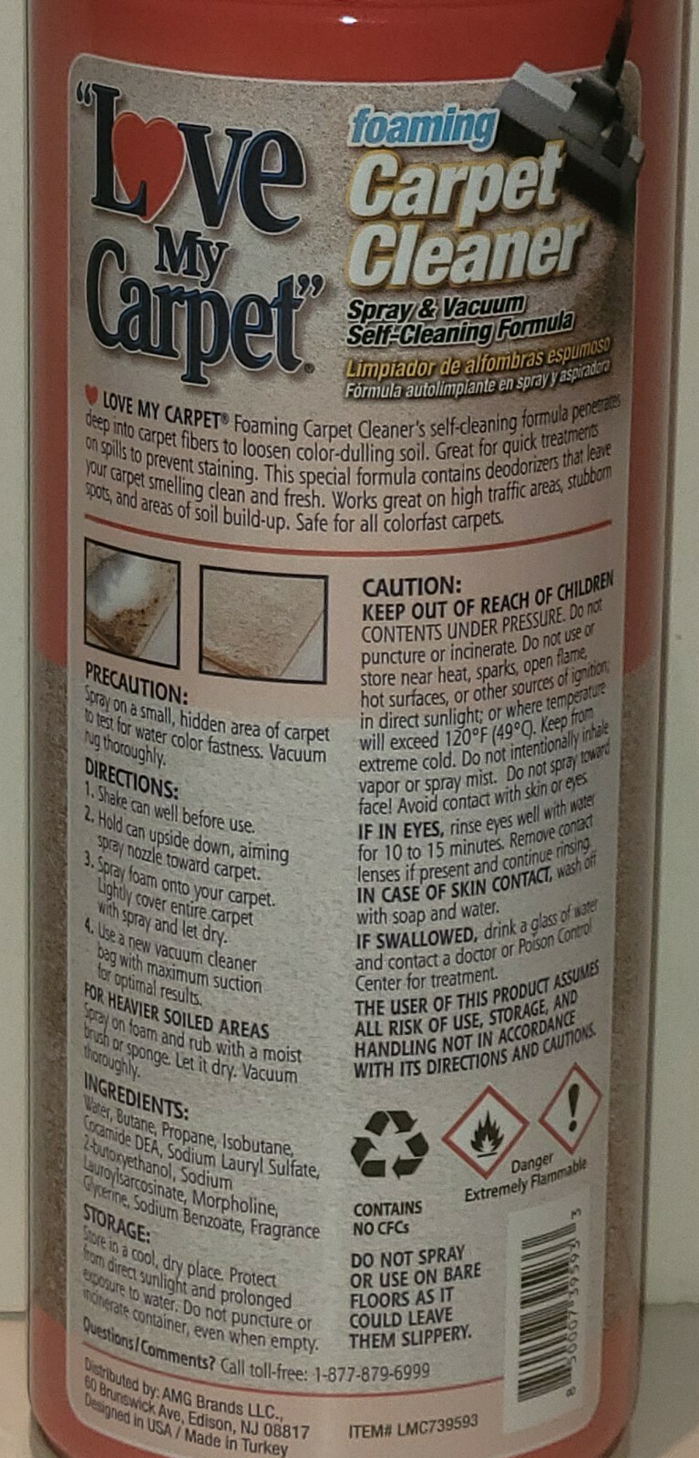 12 Pk Love My. Carpet Cleaner Foam 12 Oz Fights Odor Spray & Vacuum