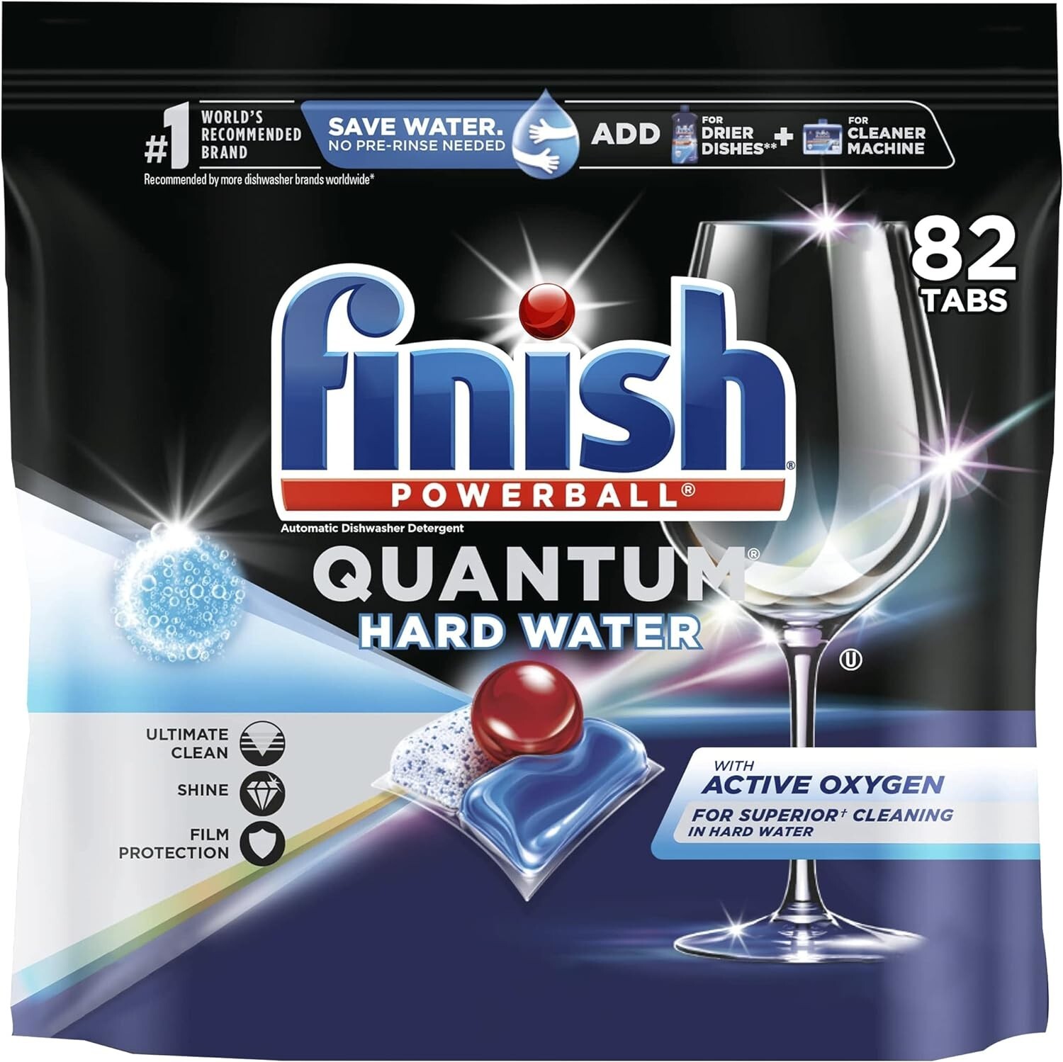 Quantum Hard Water Dish Tablets 82 ct – No Pre-Rinse, Superior Cleaning