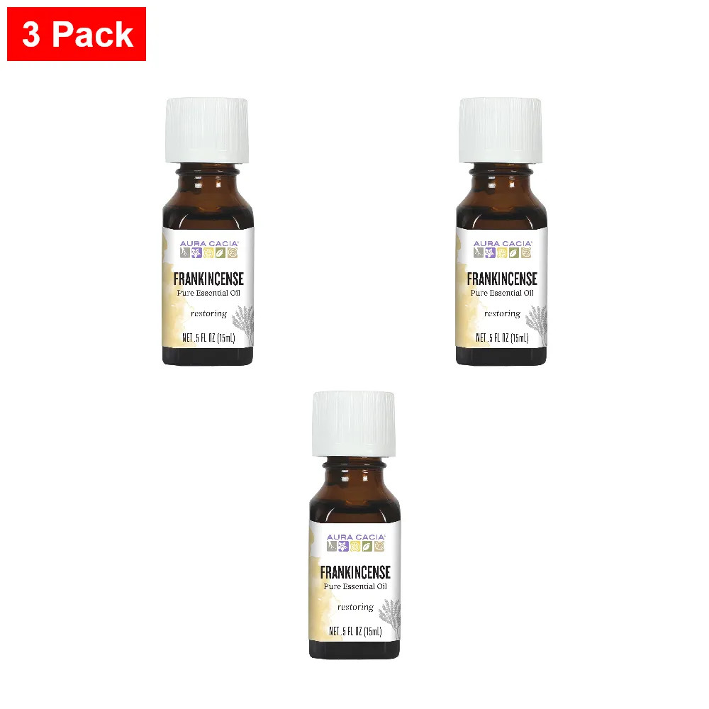 Aura Cacia Essential Oil, Meditative Frankincense, 0.5 Fluid Ounce – 3 Pack
