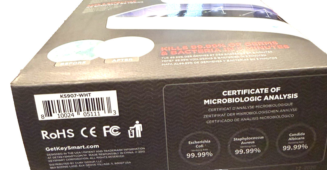Keysmart Clean Tray UV Light Sterilization Case White. NEW IN BOX.