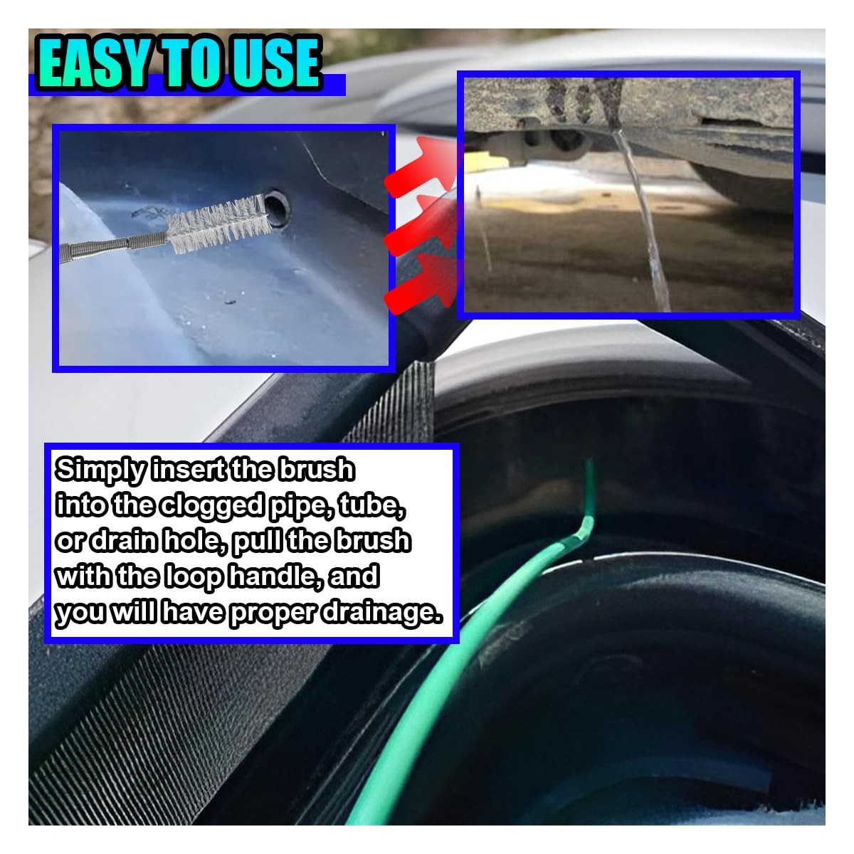Auto Sunroof Drain Cleaning Tool, 78 Inch Long Pipe Cleaners Flexible Drain …