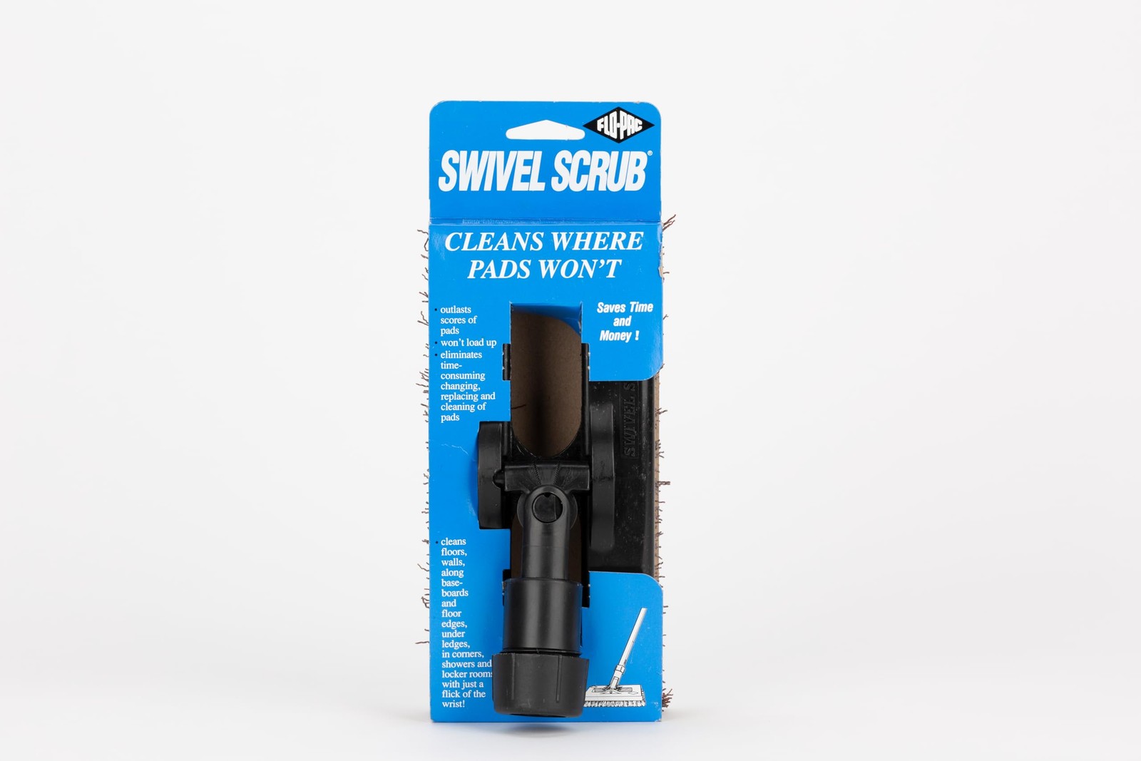 Swivel Scrub Plastic Power Scrub Floor Brush with Nylon Grit Bristles, 8 x 3….