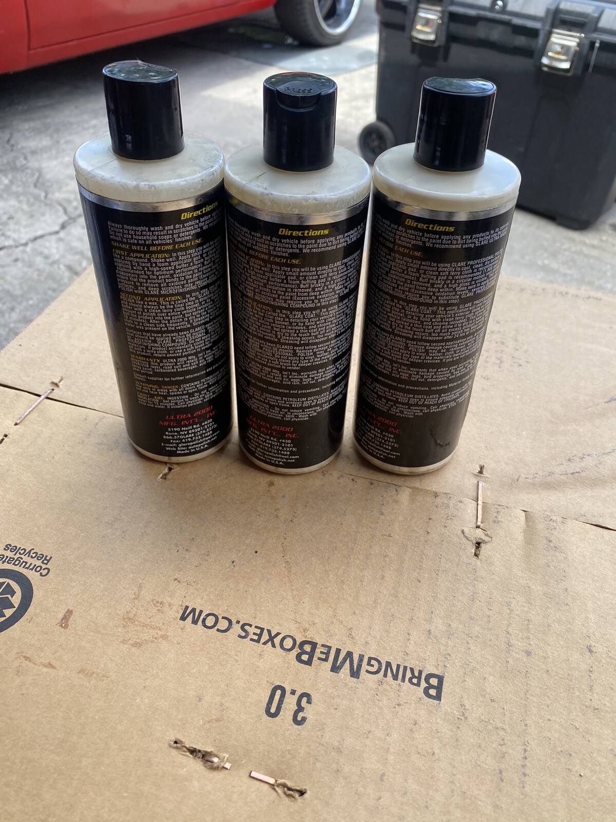 GLARE Ultra 2000 PROFESSIONAL Auto POLISH Wax NOT PESTICIDES 12OZ 3 Bottles Lot