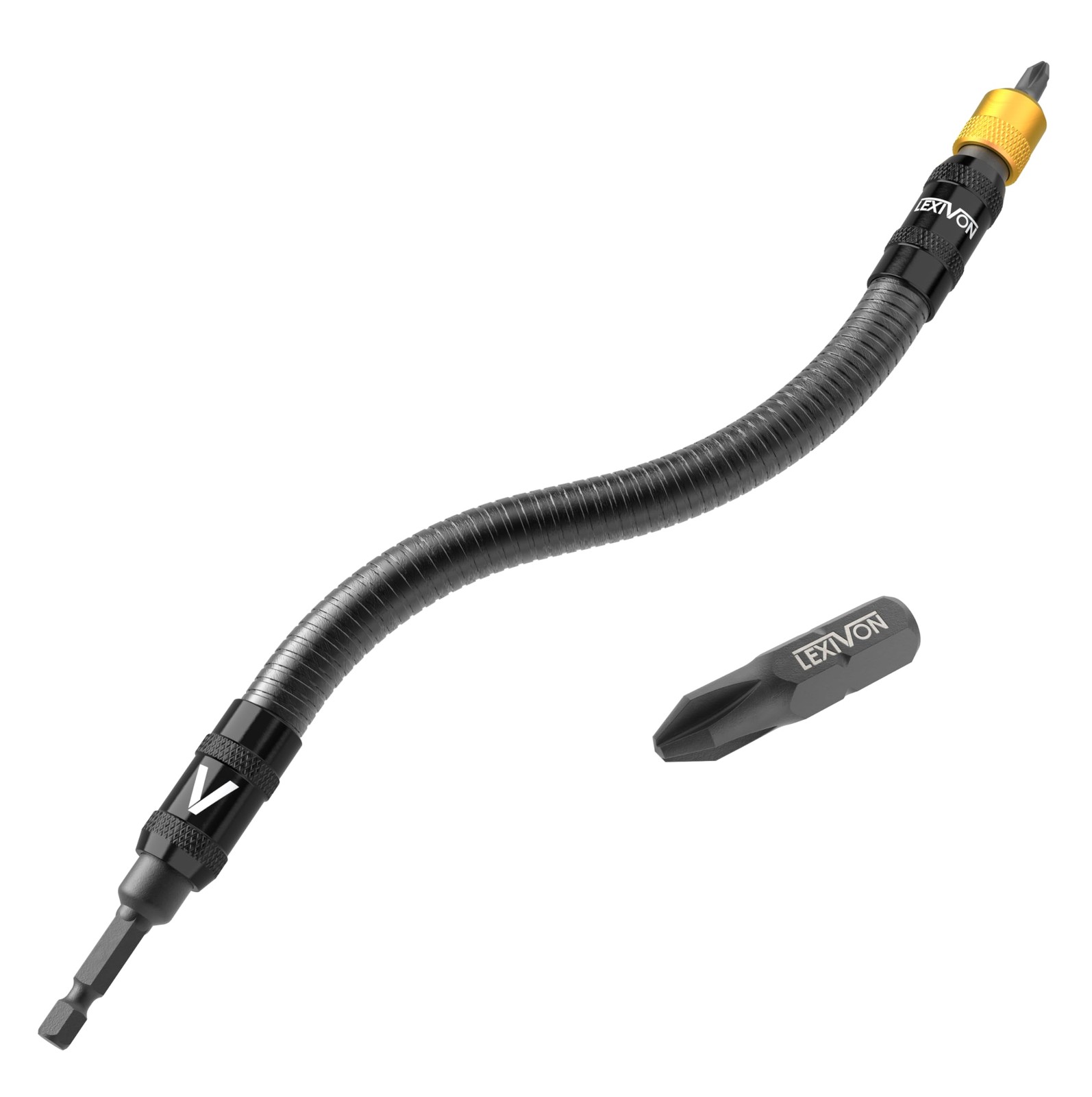 LEXIVON Drill Bit Holder, 12-Inch Flexible Extension, Quick-Release with 1/4-…
