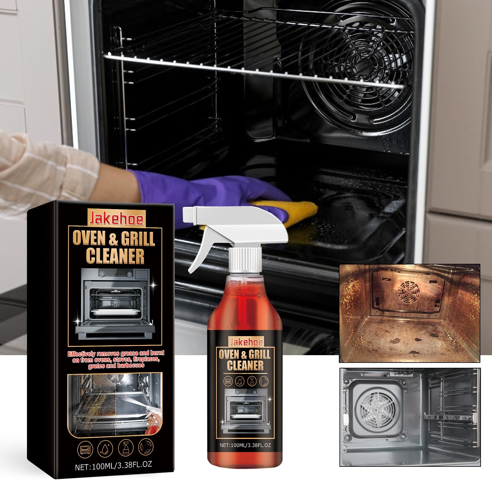 1~5x Oven & Grill Cleaner Spray, Professional Oven and Grill Cleaner 100ml