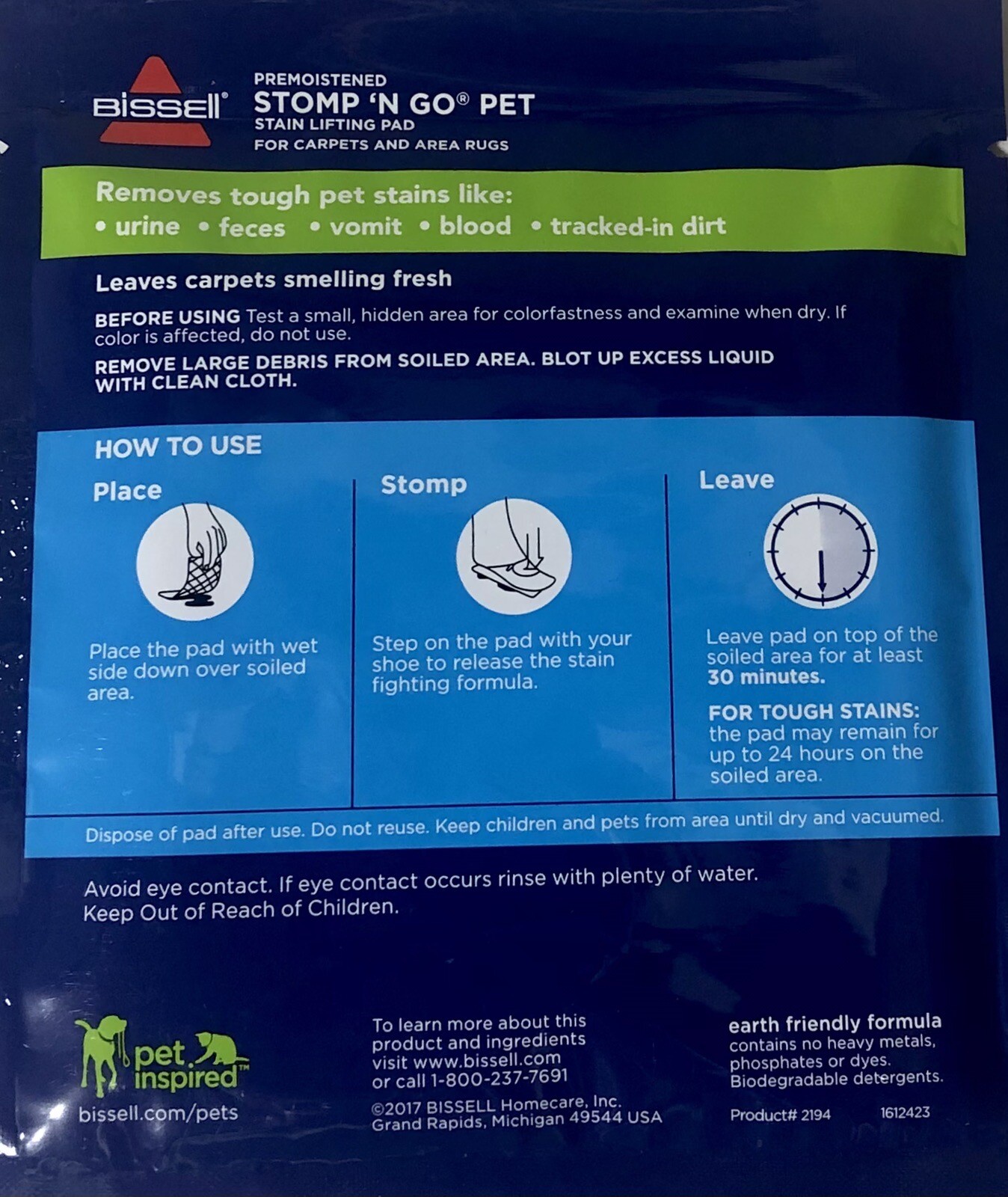Bissel Stomp ‘N Go Pet Lifting Pads + Oxy Stain Carpet Rug Cleaning, 20 Pack