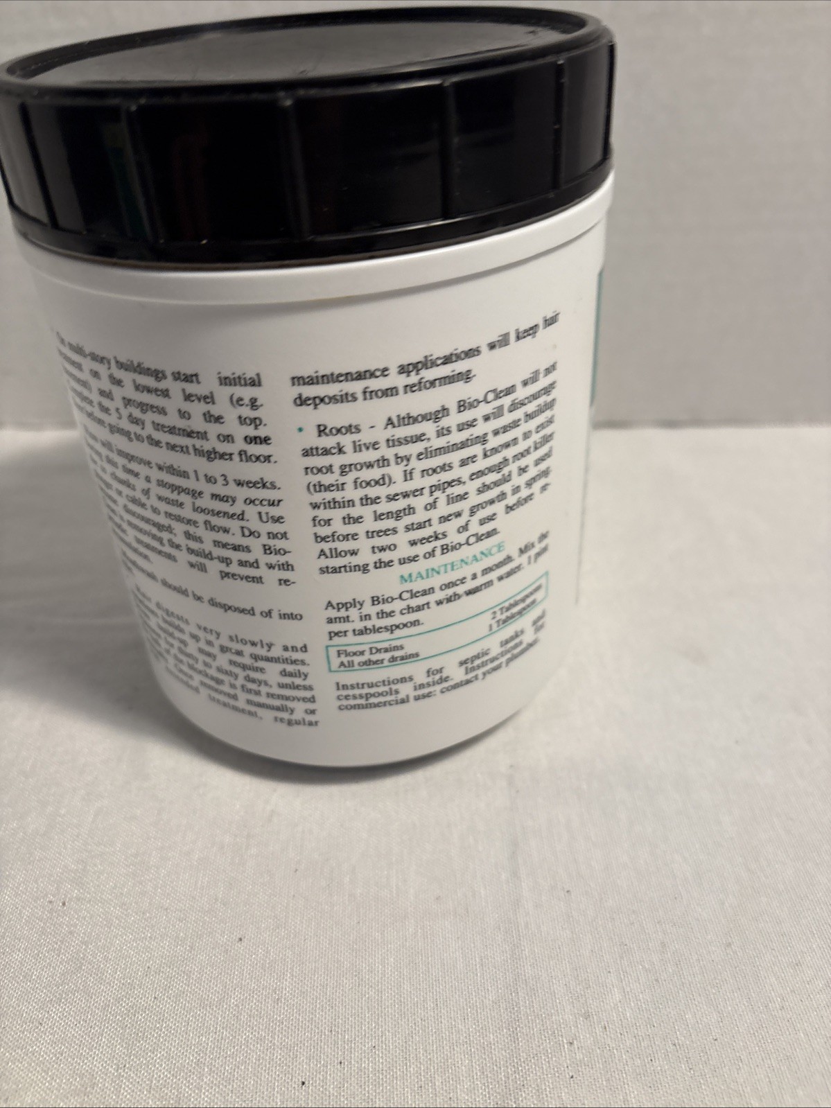 Bio-Clean Drain & Septic 2LB Canister Environmentally Safe USED 90% Remaining