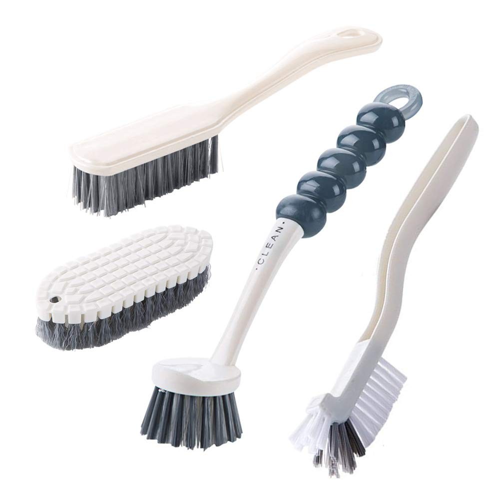 MULTIPURPOSE SCRUB BRUSH SET 4 PACK KITCHEN CLEANING BRUSHES WITH STIFF BRISTLES