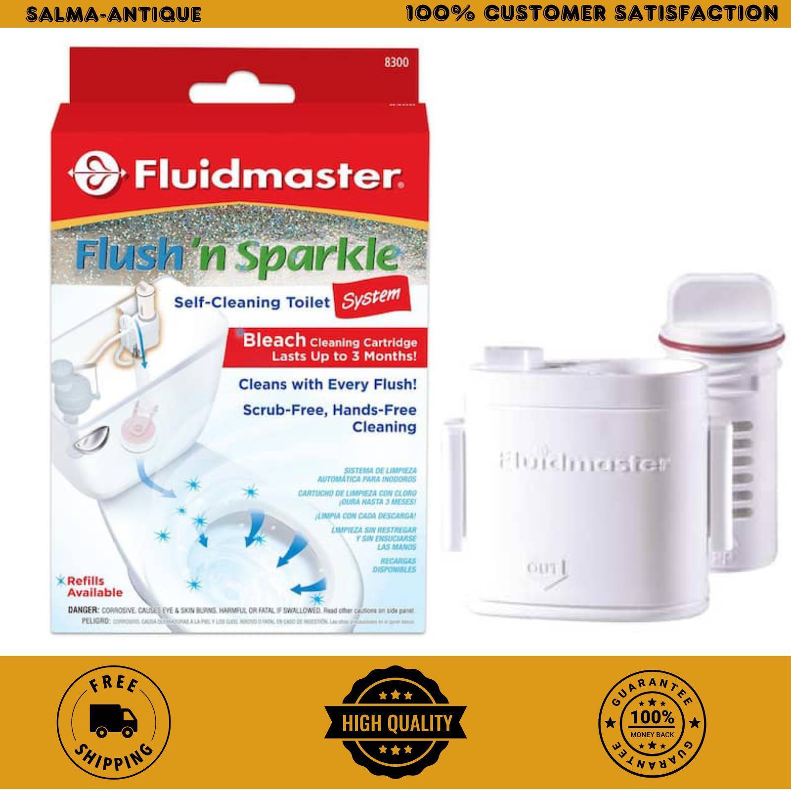 Fluidmaster 8300P8 Flush ‘n Sparkle Automatic Bleach Toilet Bowl Cleaning System