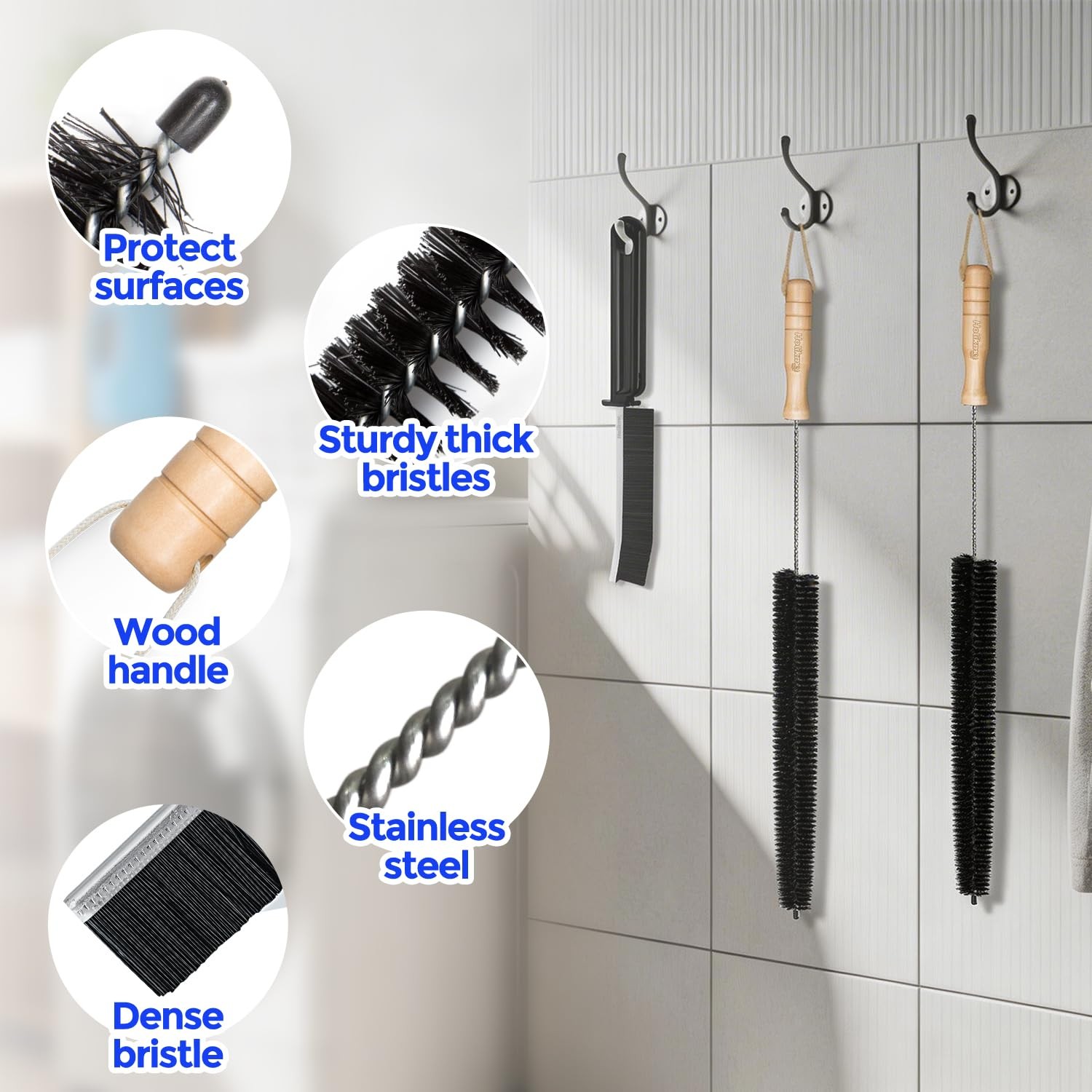Dryer Vent Cleaner Kit 3 Pcs Stainless Steel Brush & Flexible Tool – Black