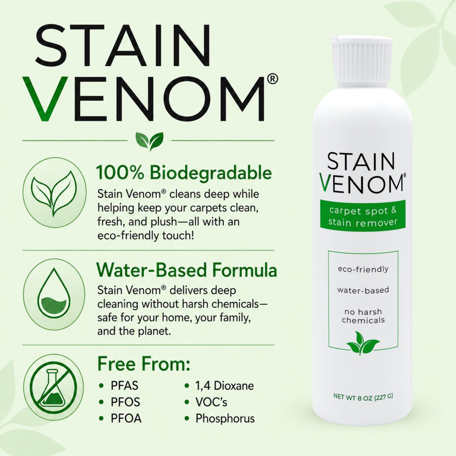 Carpet Spot & Stain Remover – 8 oz Squirt Bottle – Free From PFAAS, PFOS, PFO…
