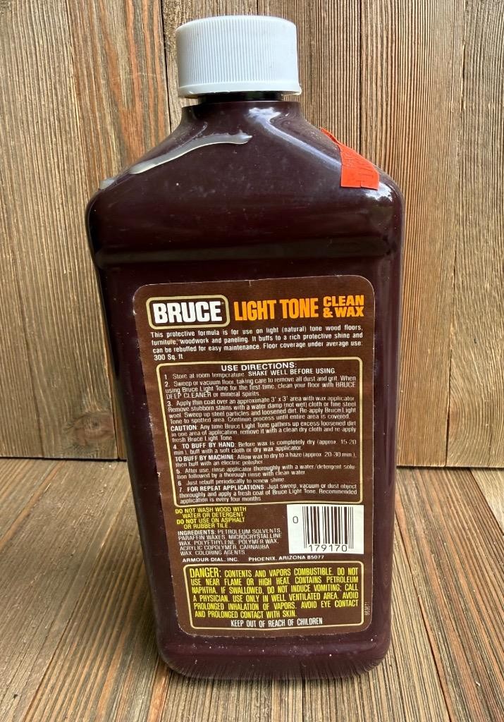 Vintage Bruce Light Tone Clean Wax for Wood Floors Paneling 27oz FULL