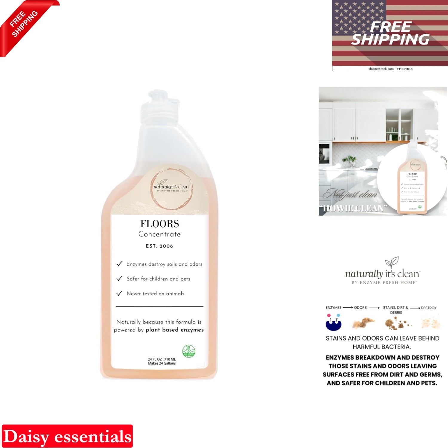 Plant-Based Floor Cleaner 24 Gallons pH Neutral Biodegradable Kids Pets Safe