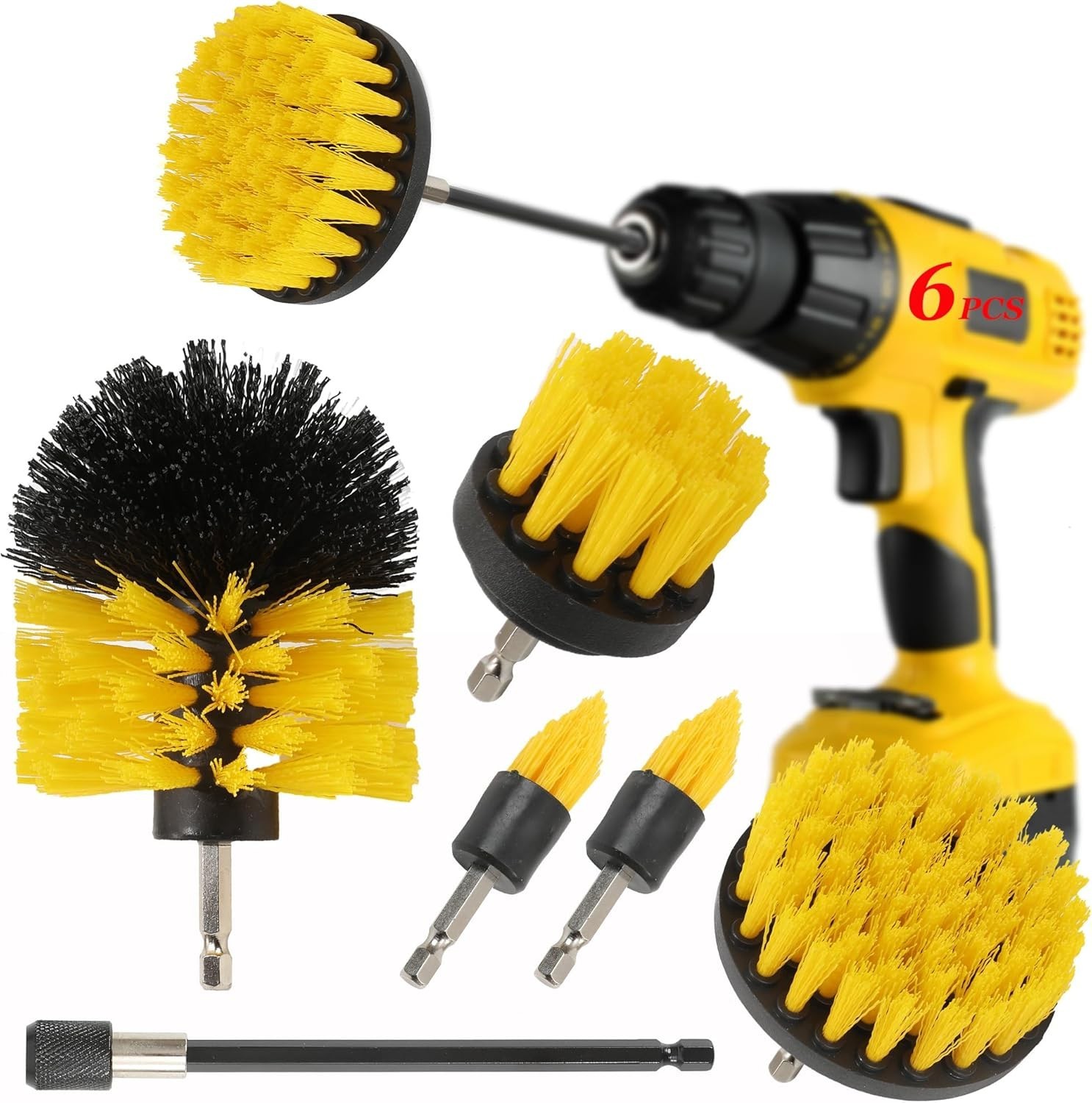 8 Pcs Drill Brush Attachment Set, Power Cleaning Scrub Brush Kit with Extend Lon