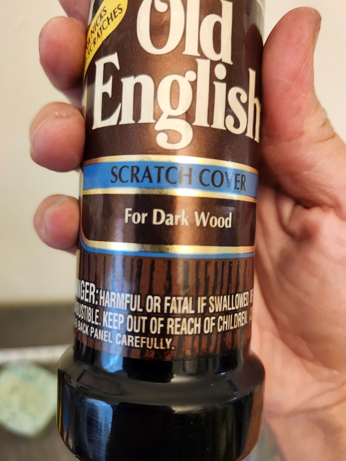 Old English Scratch Cover for Dark Woods, Half Full Bottle Wood Polish Vintage