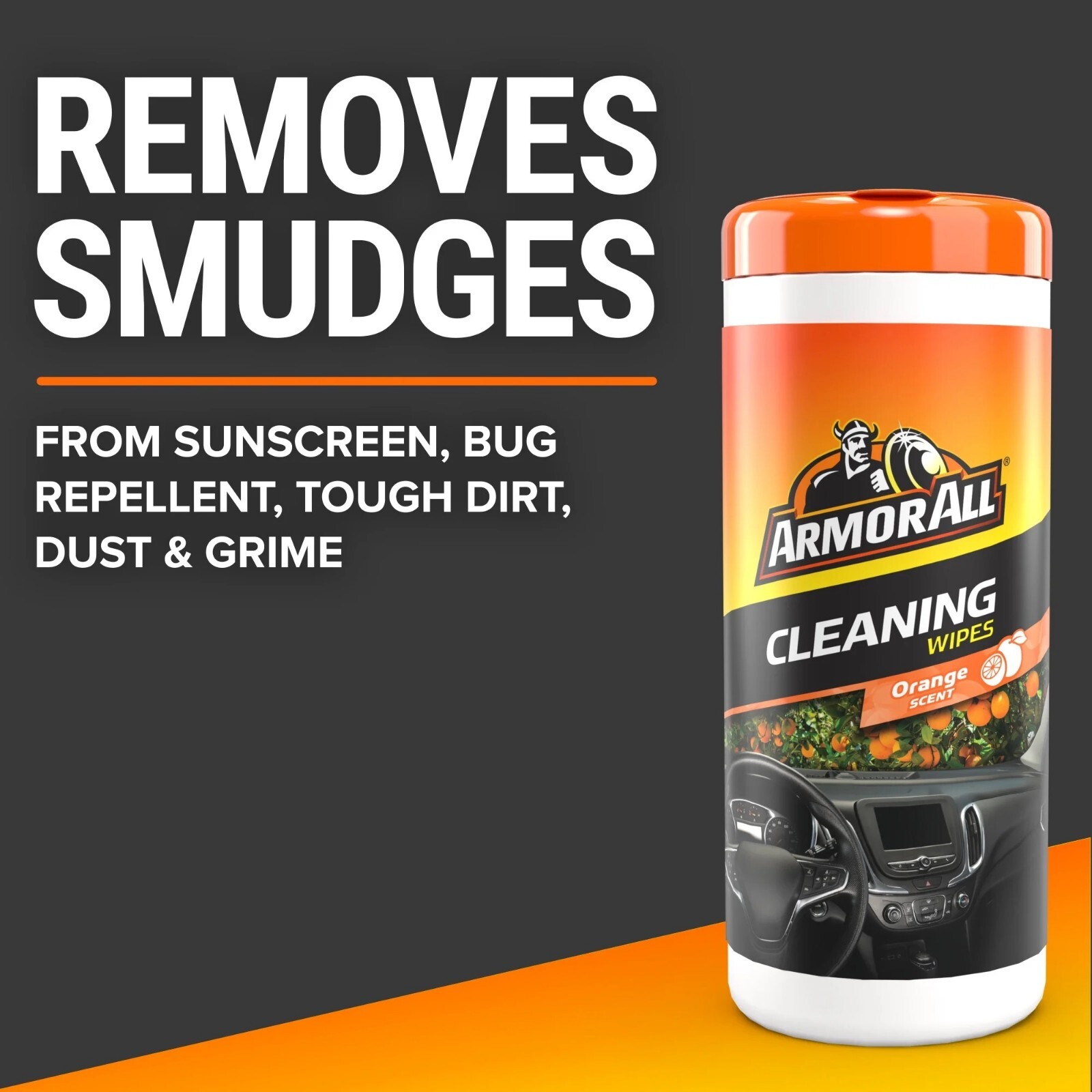 Interior Car Cleaning Wipes in Orange Scent, 60 Count